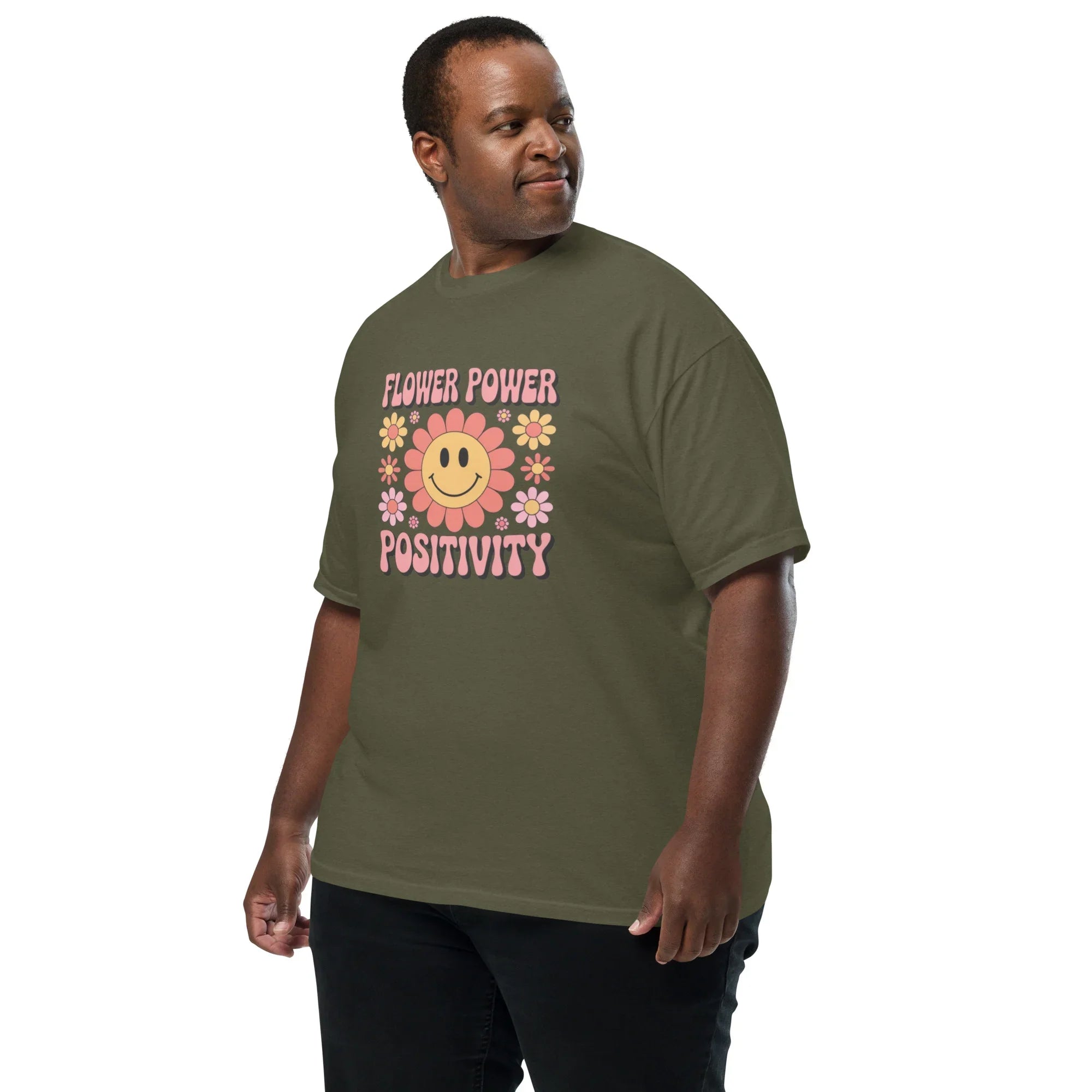 Flower Power Positivity Tee – 70s Smiley Flower Graphic T-Shirt - RaZits