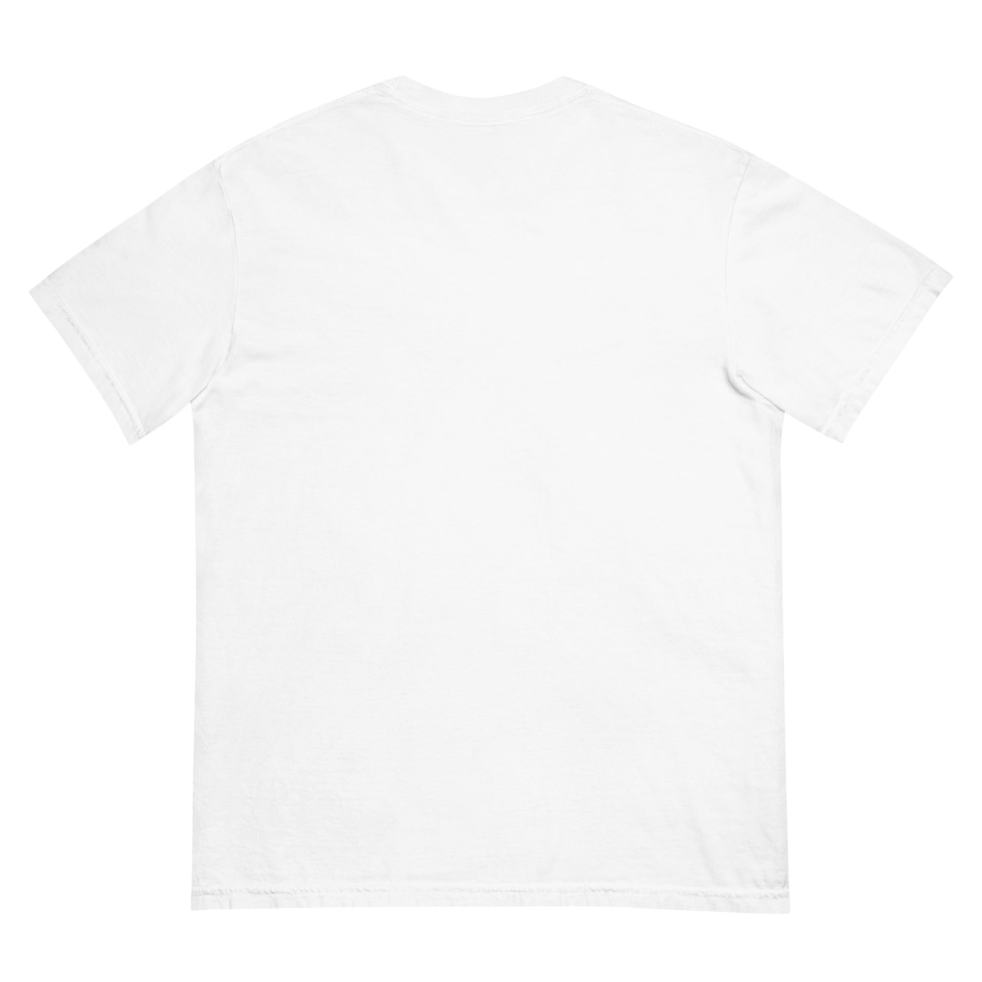 White Pattern Learning Circle constellation tee laid flat, plain back