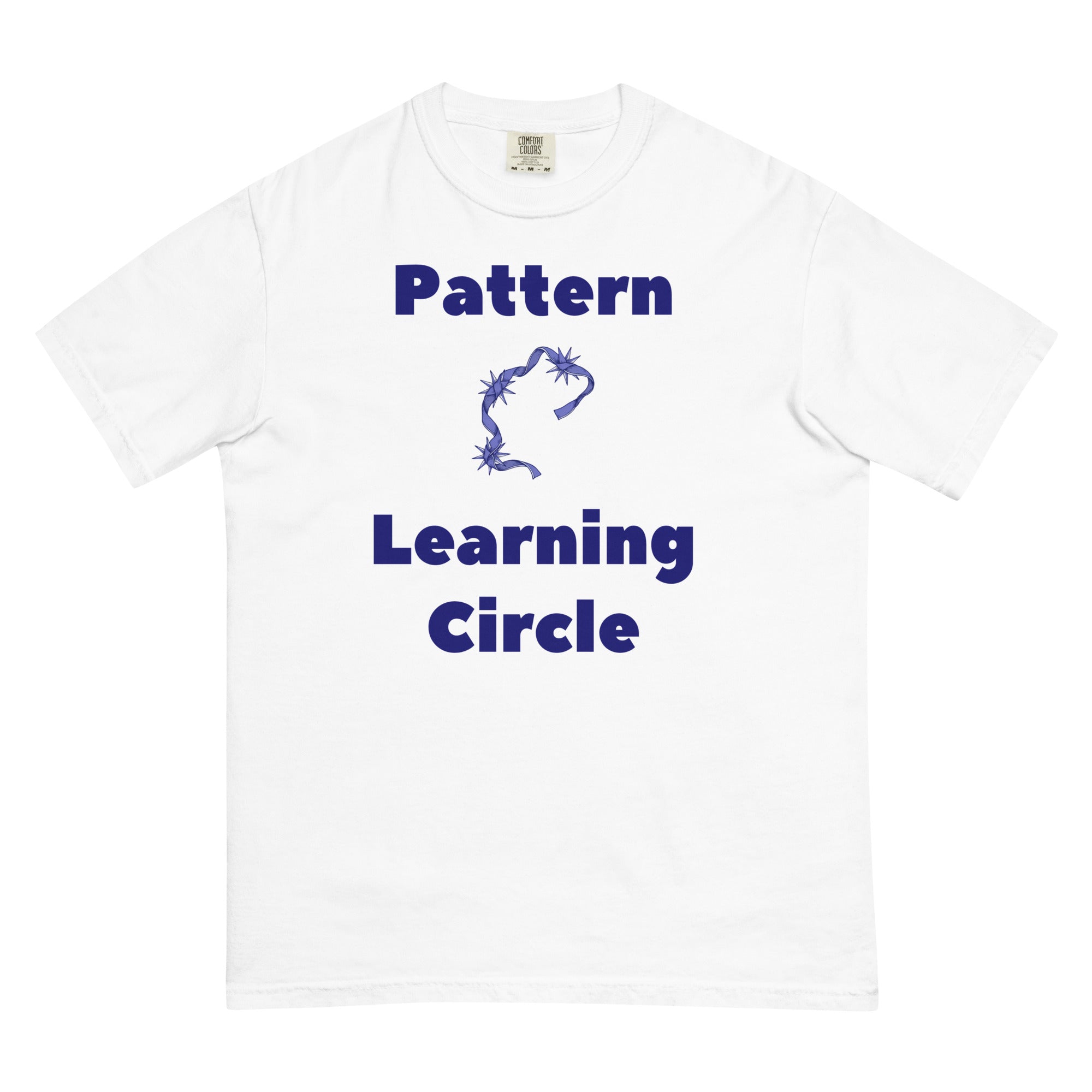 White Pattern Learning Circle constellation tee laid flat, front view showing the full print