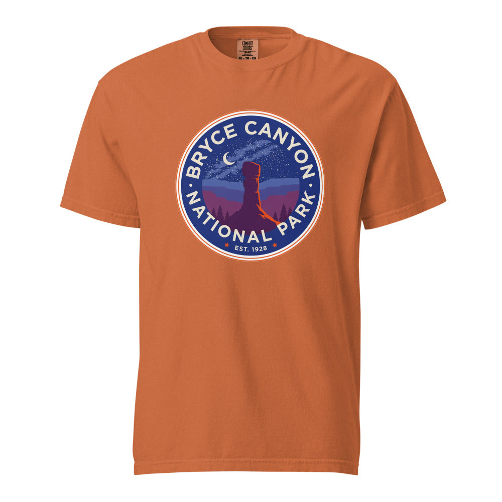Bryce Canyon National Park vintage badge t-shirt in Yam, front view