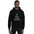 Man wearing the black star party hoodie with the A Count, Not the Whole Account abacus print, front view