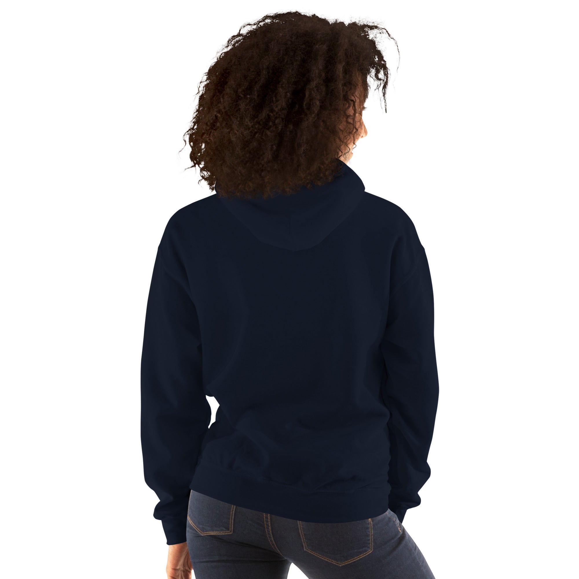 Navy Faint Cloud Search Party nebula hoodie, plain back view