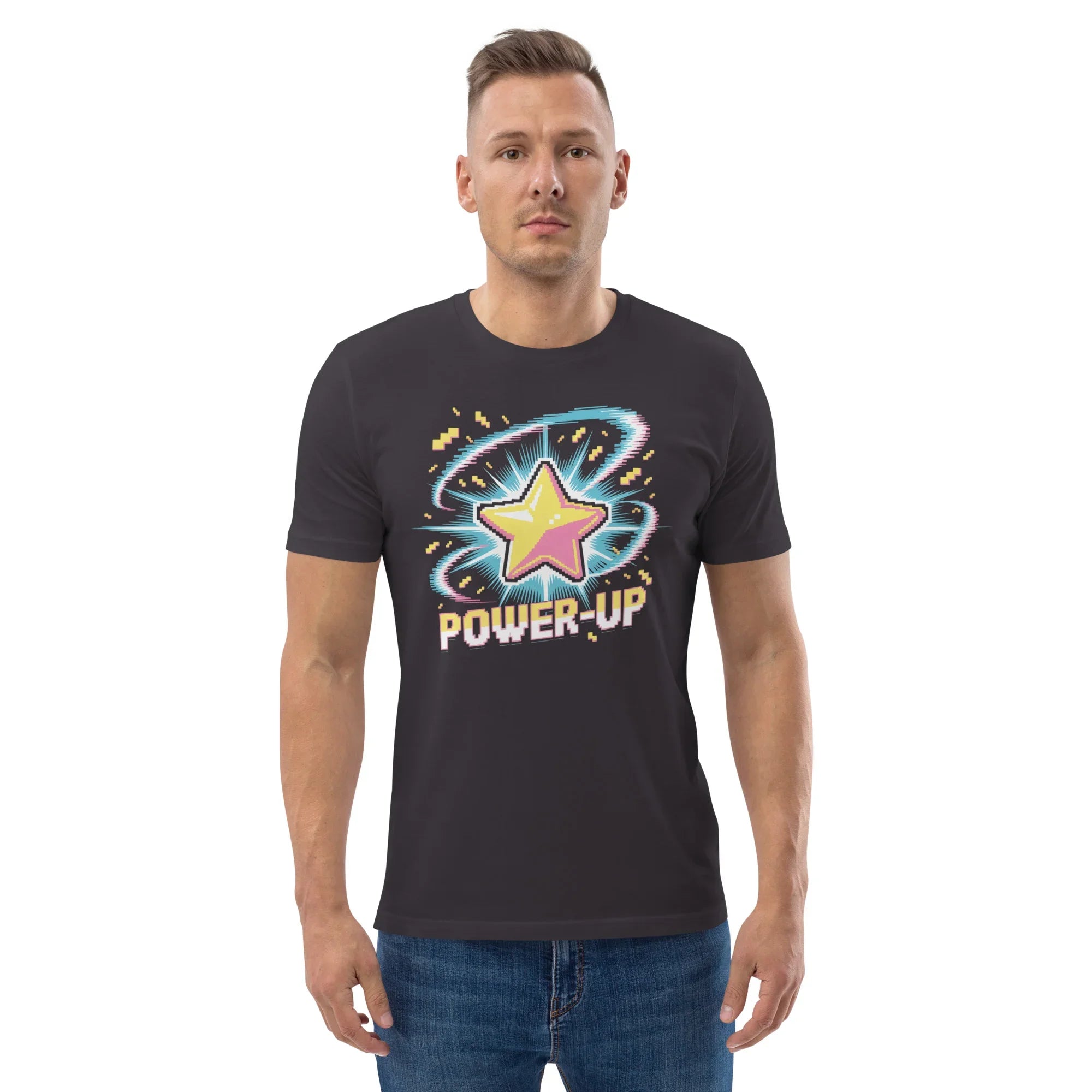 Power-Up Arcade Shooter T Shirt – Pixel Star Gaming Apparel - RaZits
