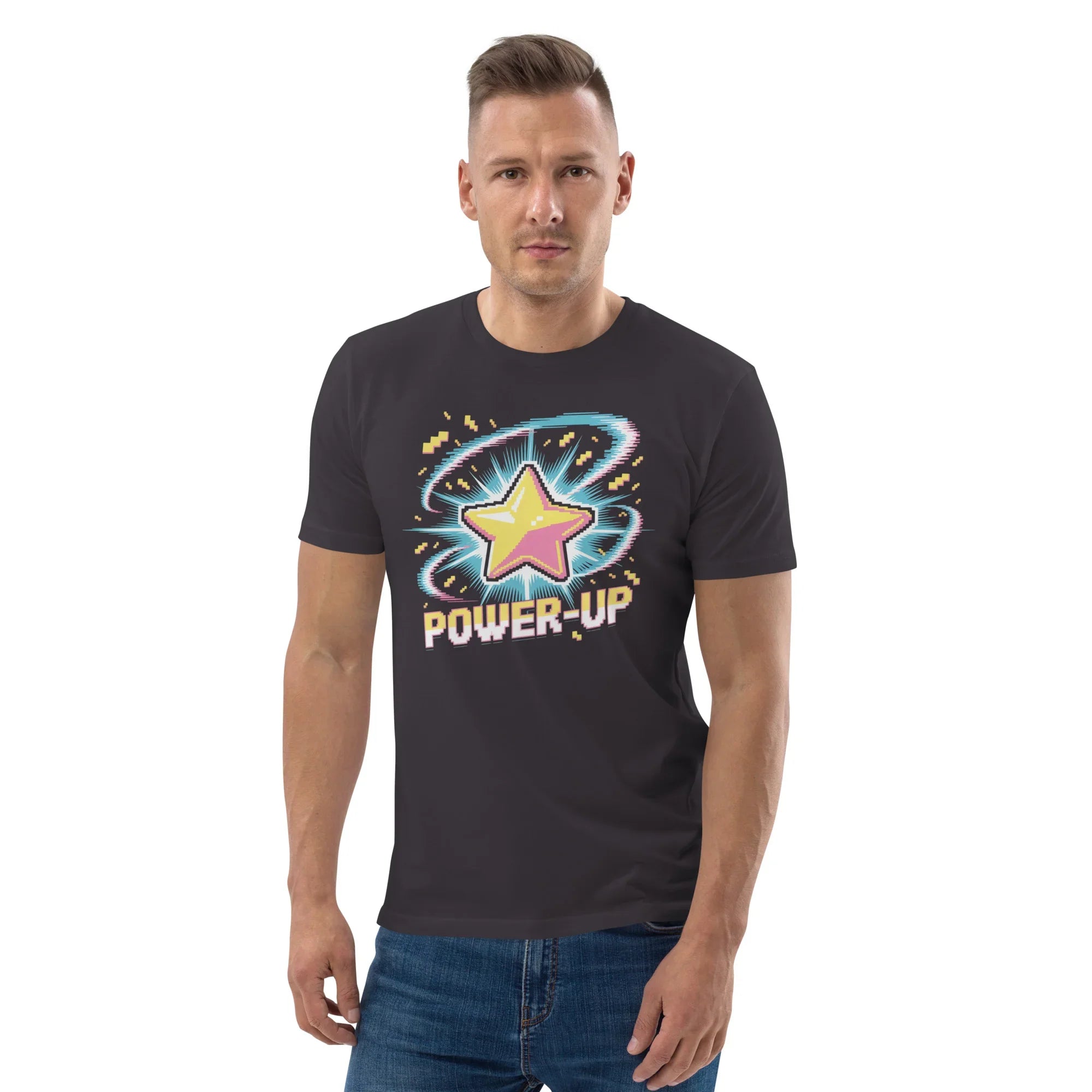 Power-Up Arcade Shooter T Shirt – Pixel Star Gaming Apparel - RaZits