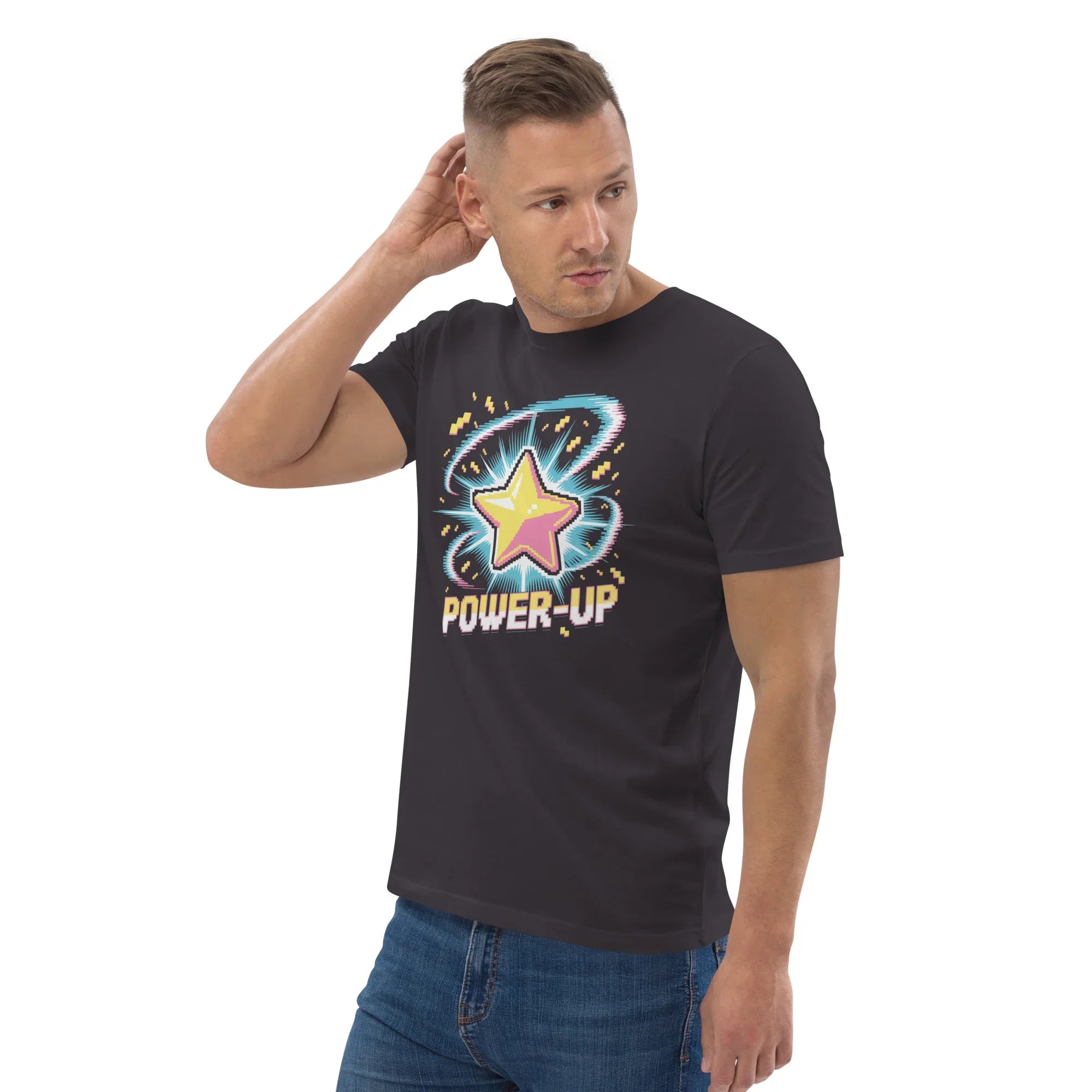 Power-Up Arcade Shooter T Shirt – Pixel Star Gaming Apparel - RaZits