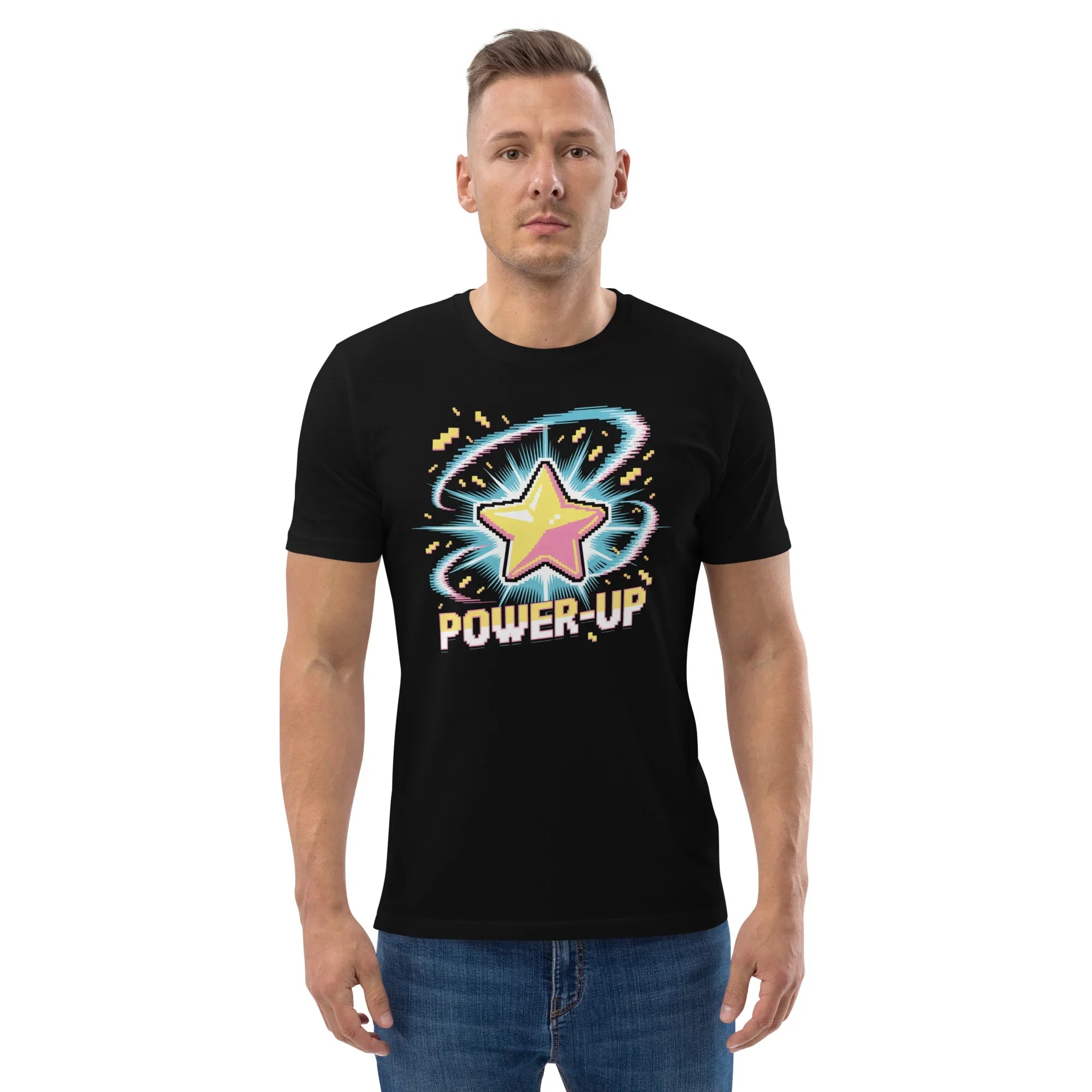 Power-Up Arcade Shooter T Shirt – Pixel Star Gaming Apparel - RaZits