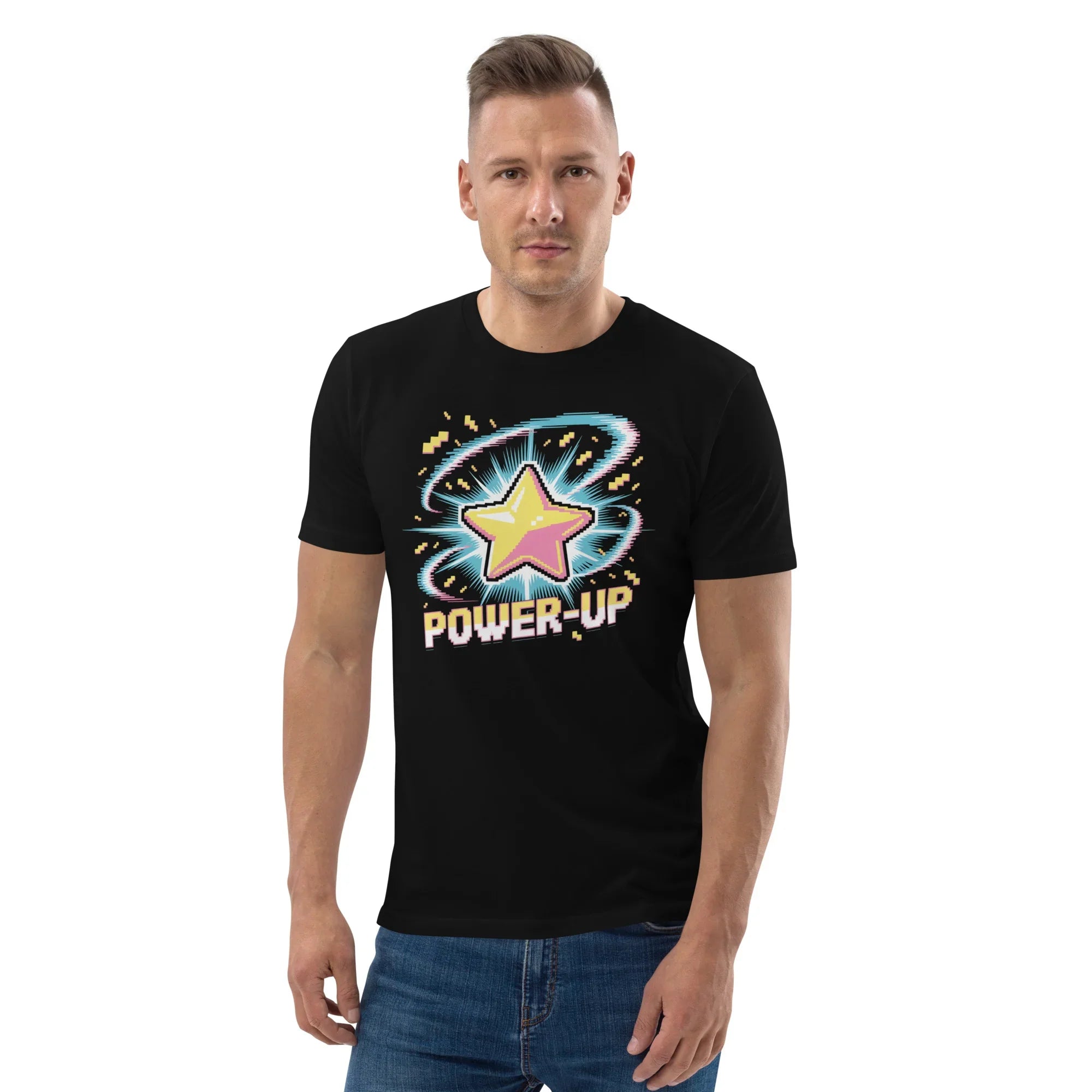 Power-Up Arcade Shooter T Shirt – Pixel Star Gaming Apparel - RaZits