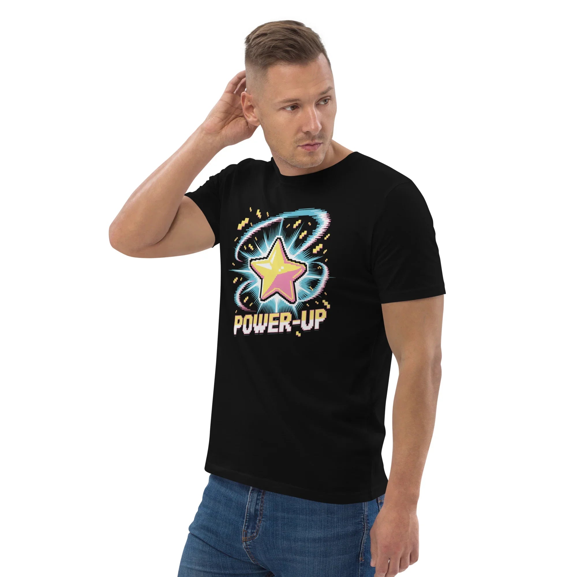 Power-Up Arcade Shooter T Shirt – Pixel Star Gaming Apparel - RaZits