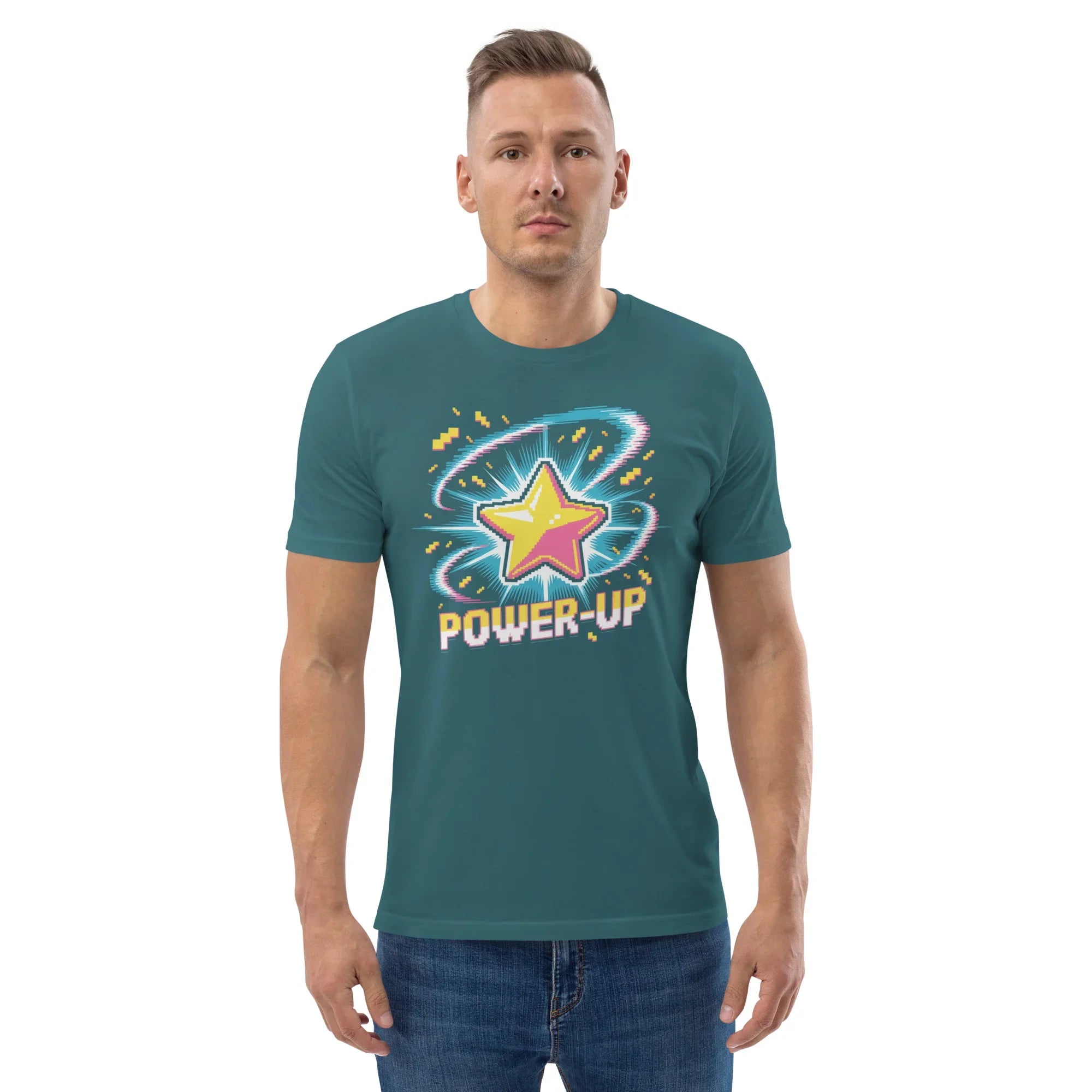 Power-Up Arcade Shooter T Shirt – Pixel Star Gaming Apparel - RaZits