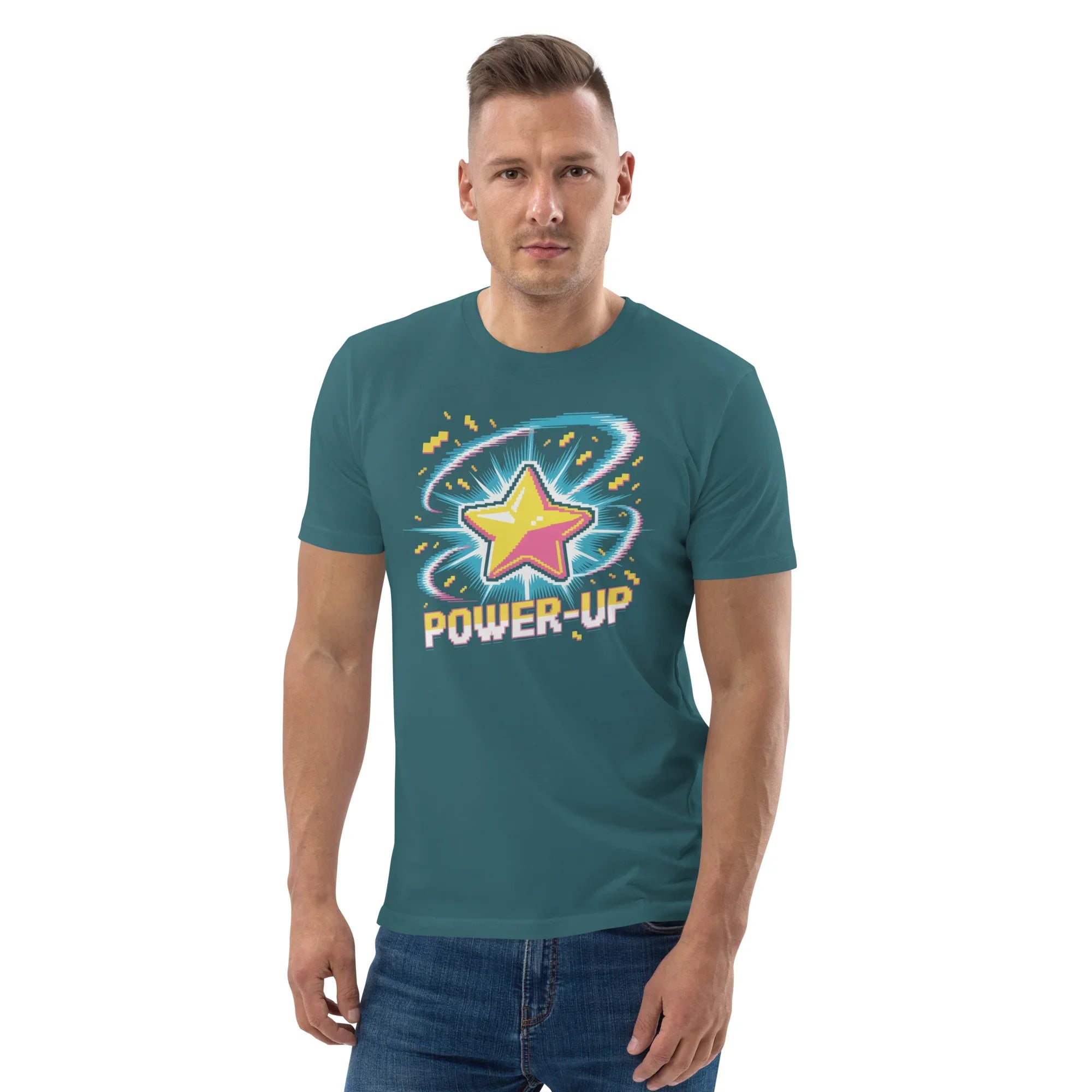 Power-Up Arcade Shooter T Shirt – Pixel Star Gaming Apparel - RaZits