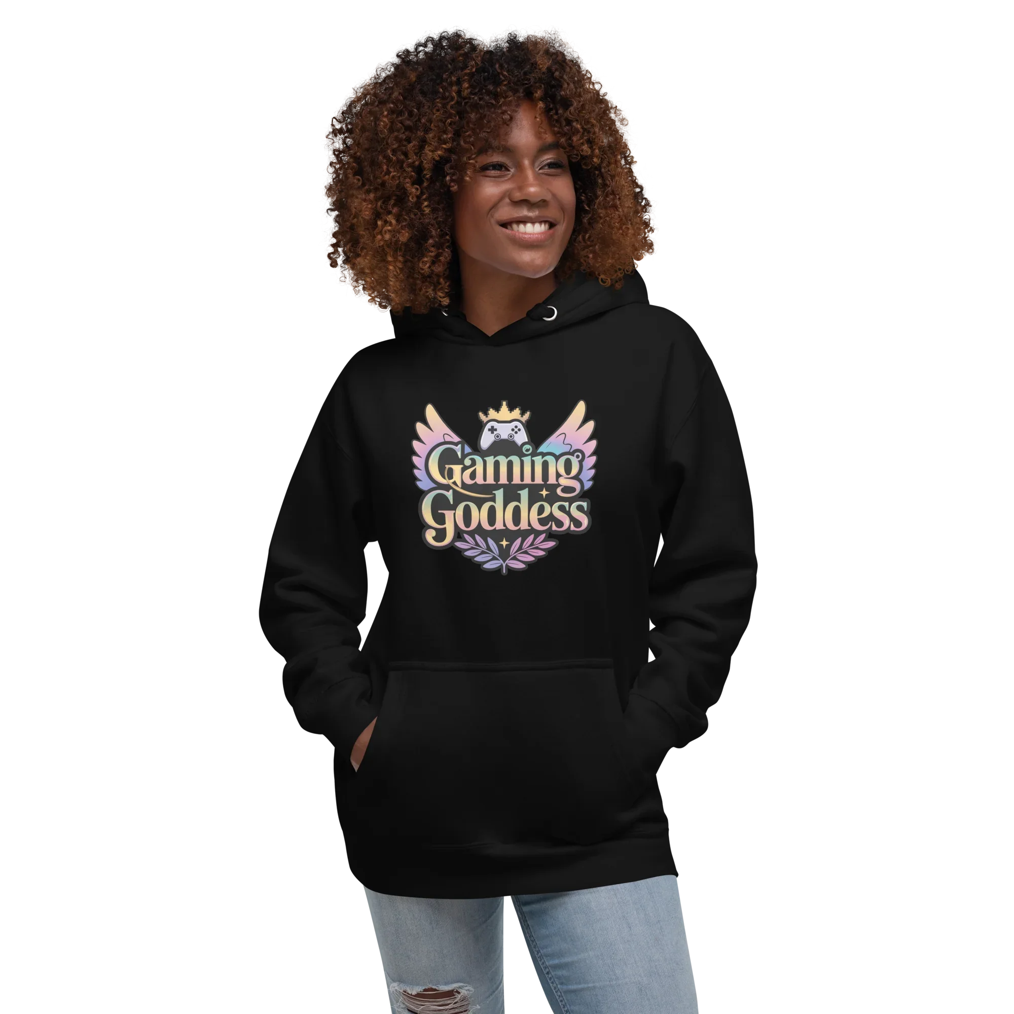 Gaming Goddess Hoodie – Pastel Wings & Crown Design for Women - RaZits