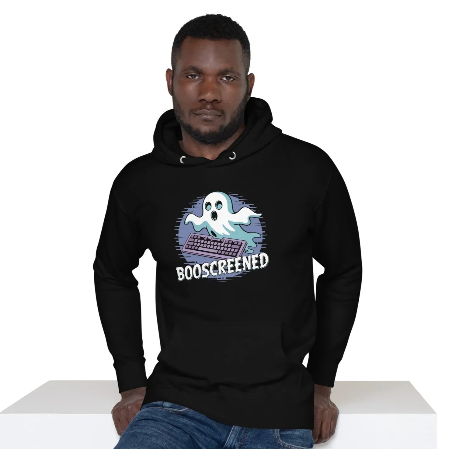 Booscreened Hoodie – Funny Gamer Ghost Keyboard Design - RaZits