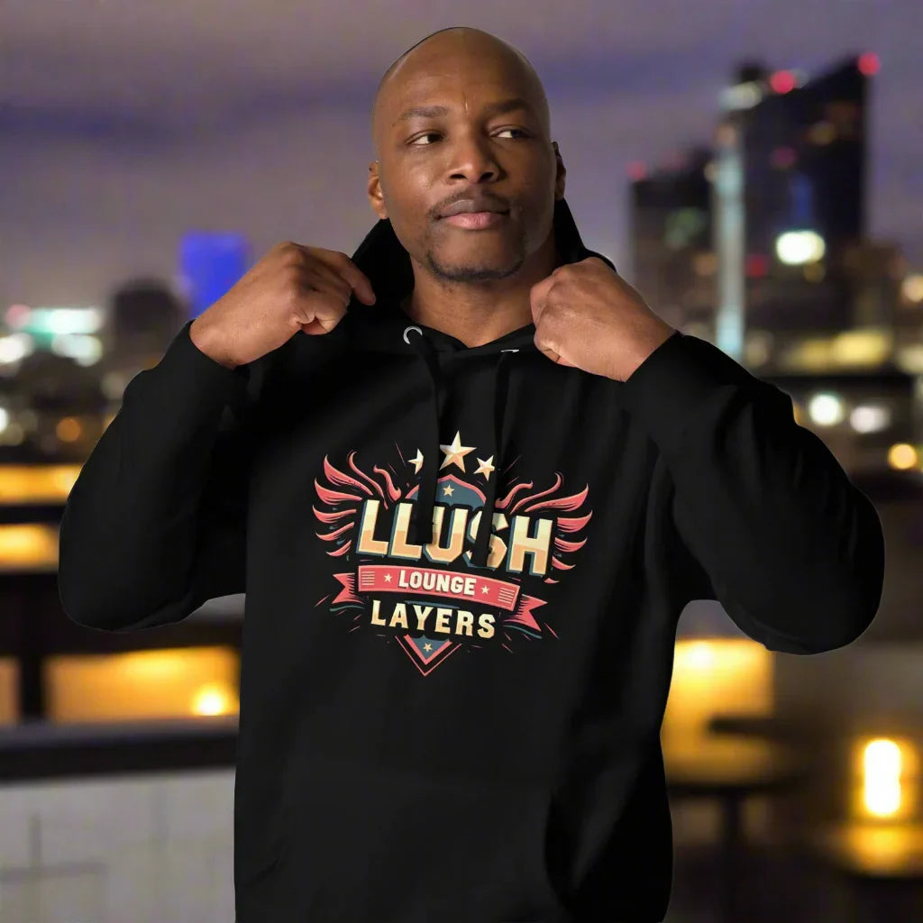Lush Lounge Layers Hoodie – Bold Retro Crest Statement - RaZits