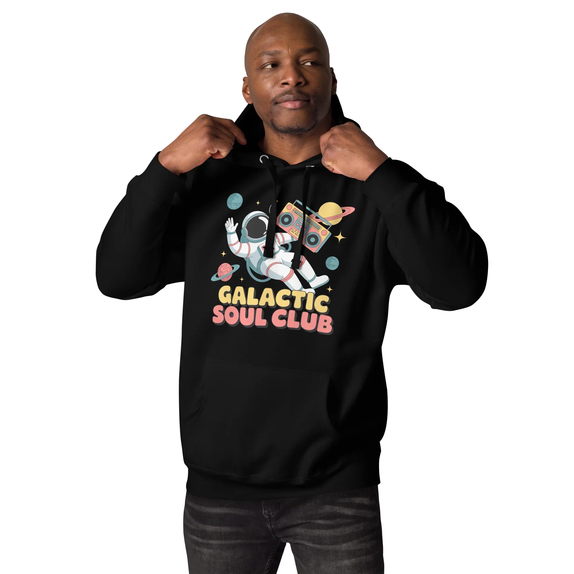 Galactic Soul Club Hoodie – Retro Astronaut Art - RaZits