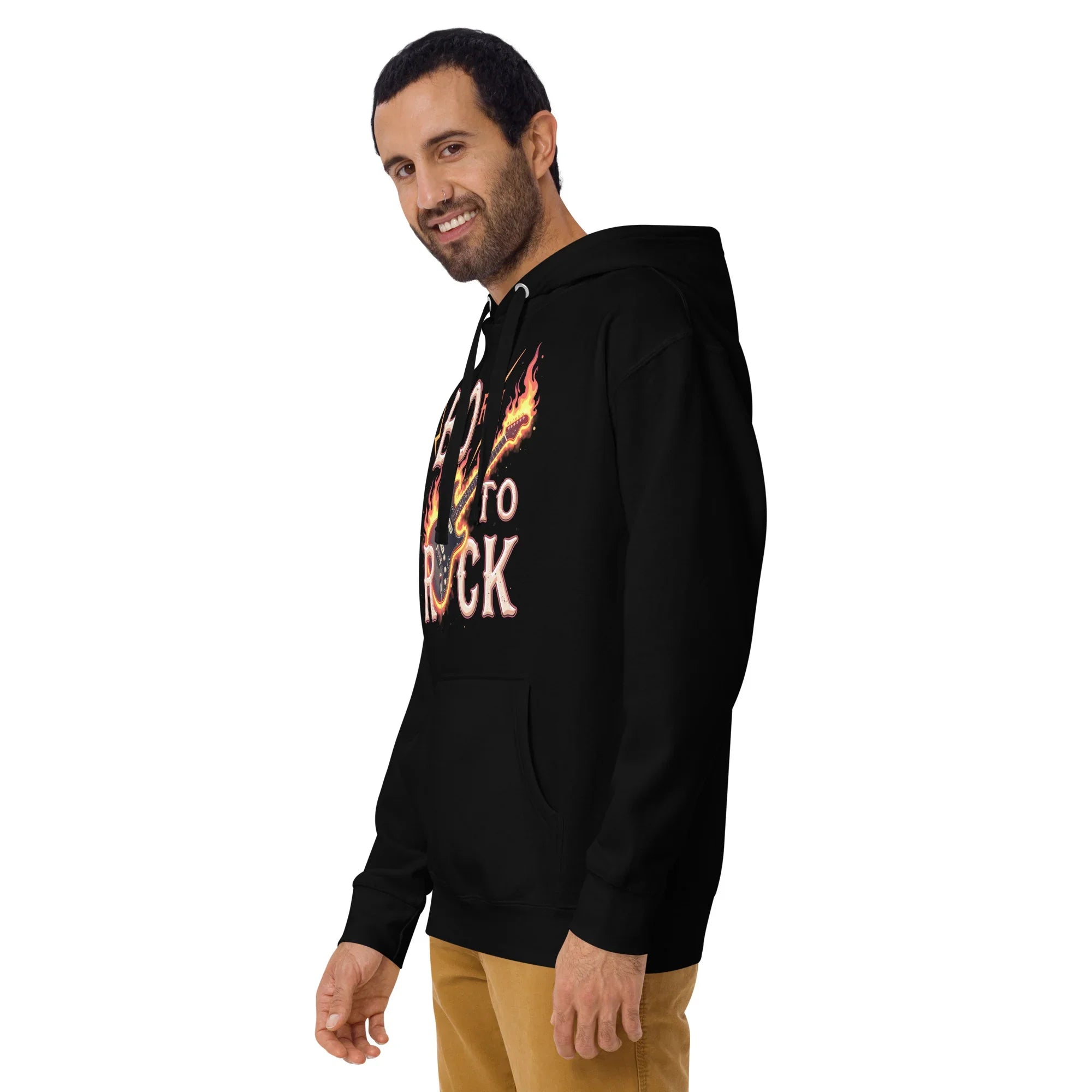 Born to Rock Flame Hoodie – Blazing Guitar Graphic Vibes - RaZits