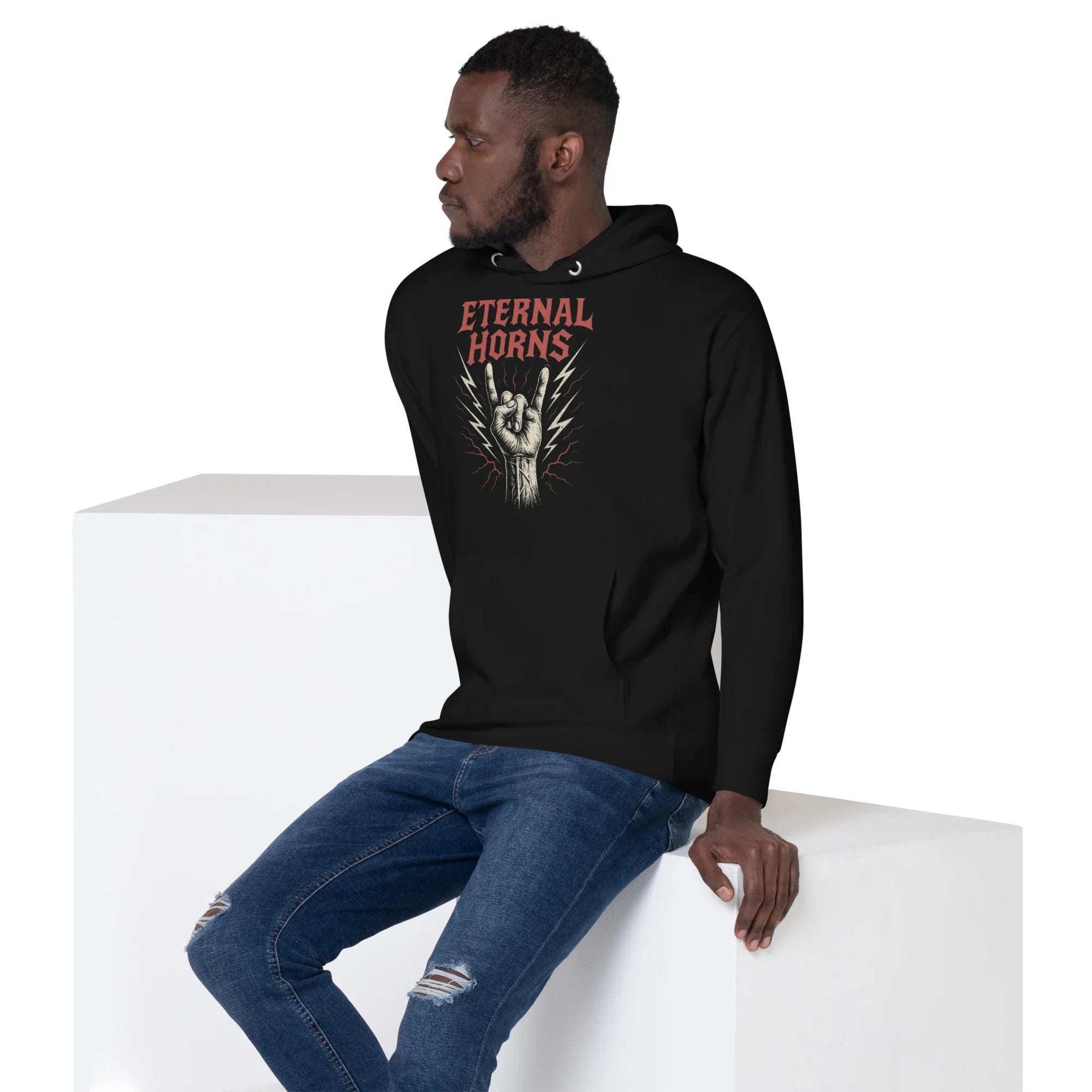 Eternal Horns Premium Hoodie – Lightning Rock Style - RaZits