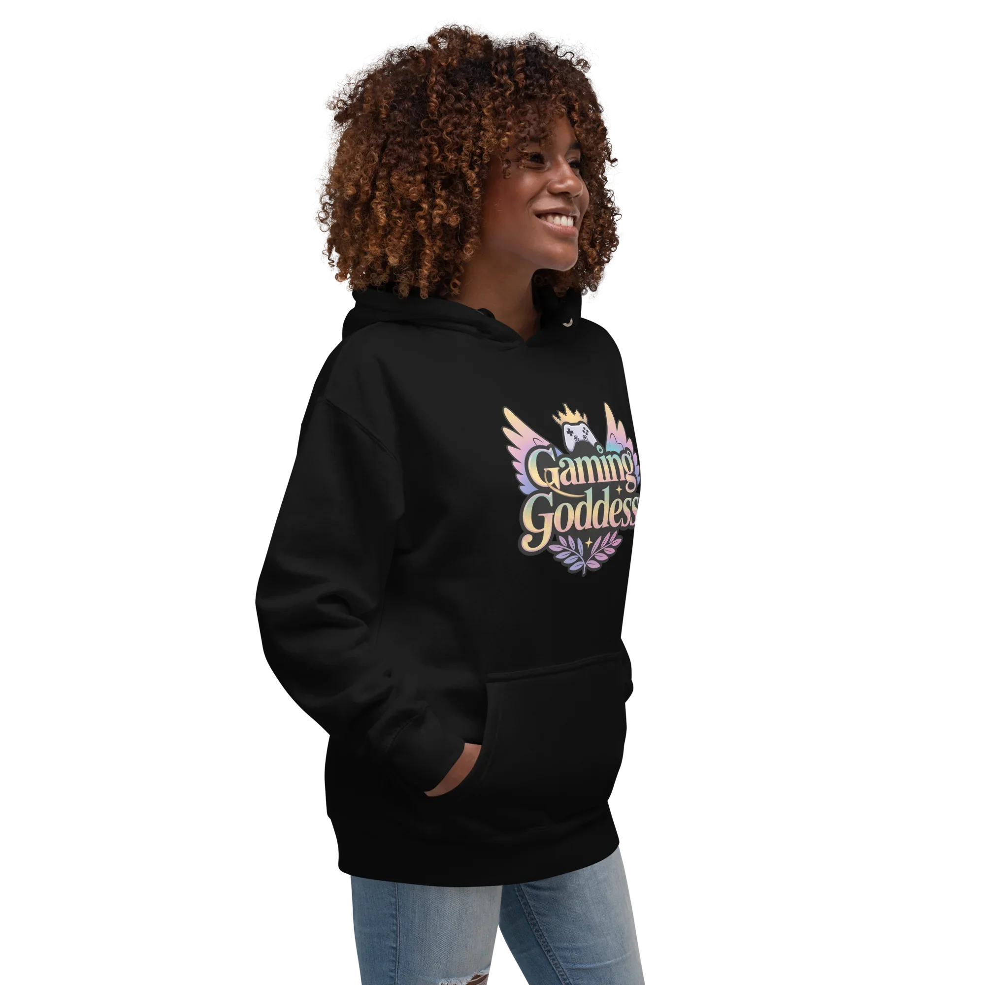 Gaming Goddess Hoodie – Pastel Wings & Crown Design for Women - RaZits