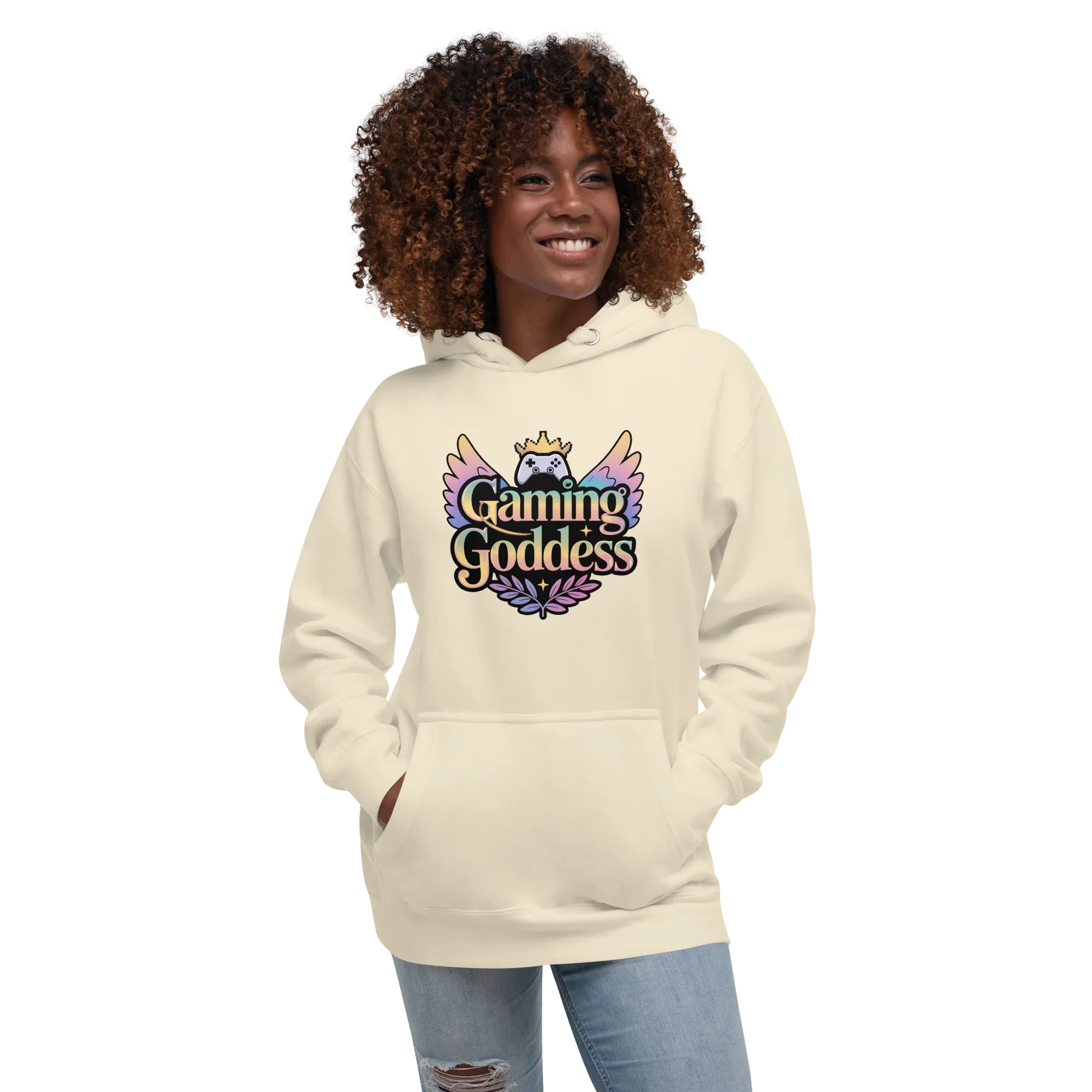 Gaming Goddess Hoodie – Pastel Wings & Crown Design for Women - RaZits