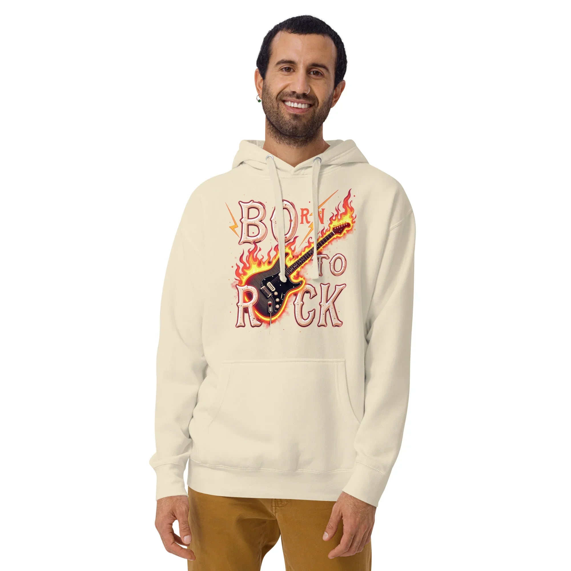 Born to Rock Flame Hoodie – Blazing Guitar Graphic Vibes - RaZits