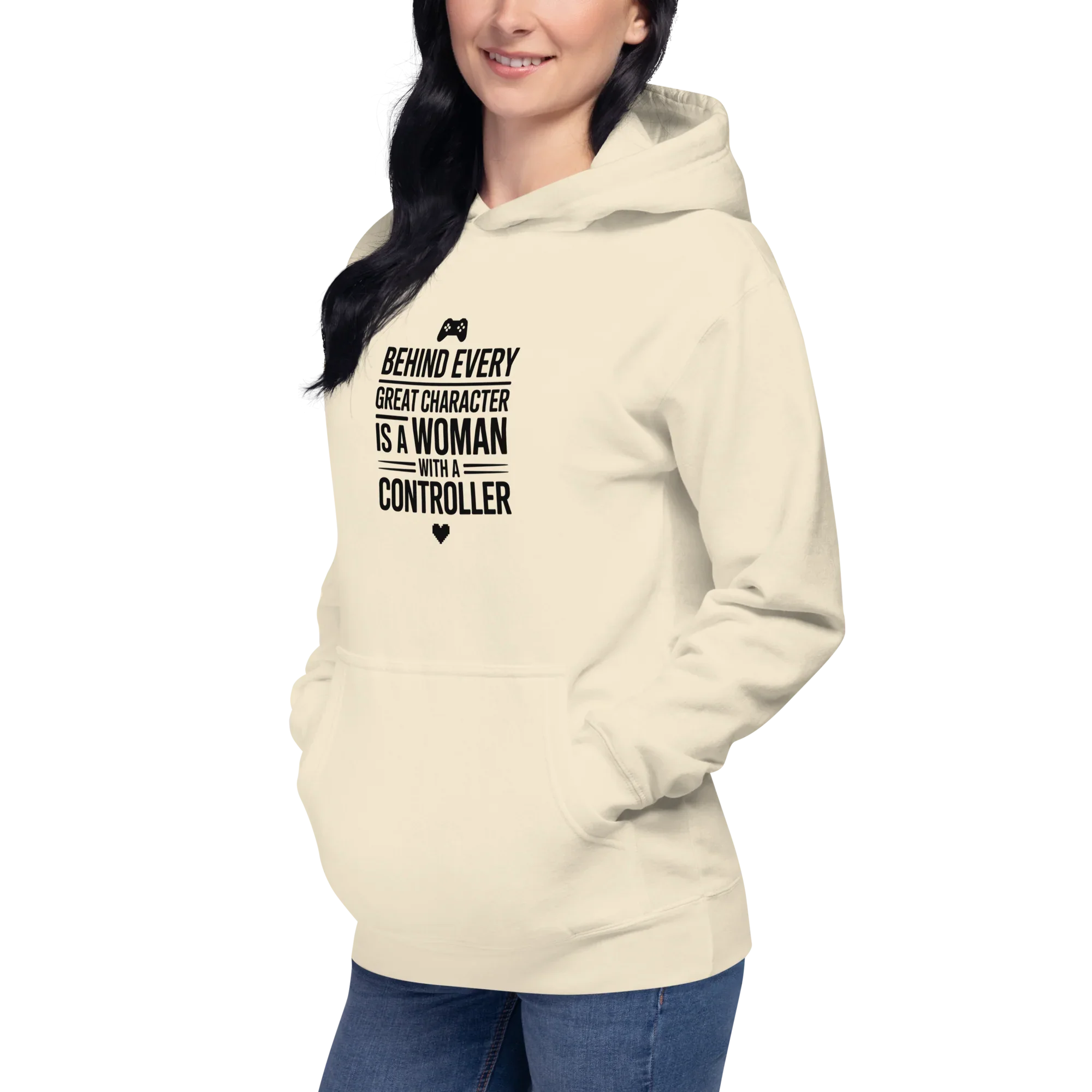 Behind Every Great Character Hoodie – Gamer Girl Controller Quote - RaZits