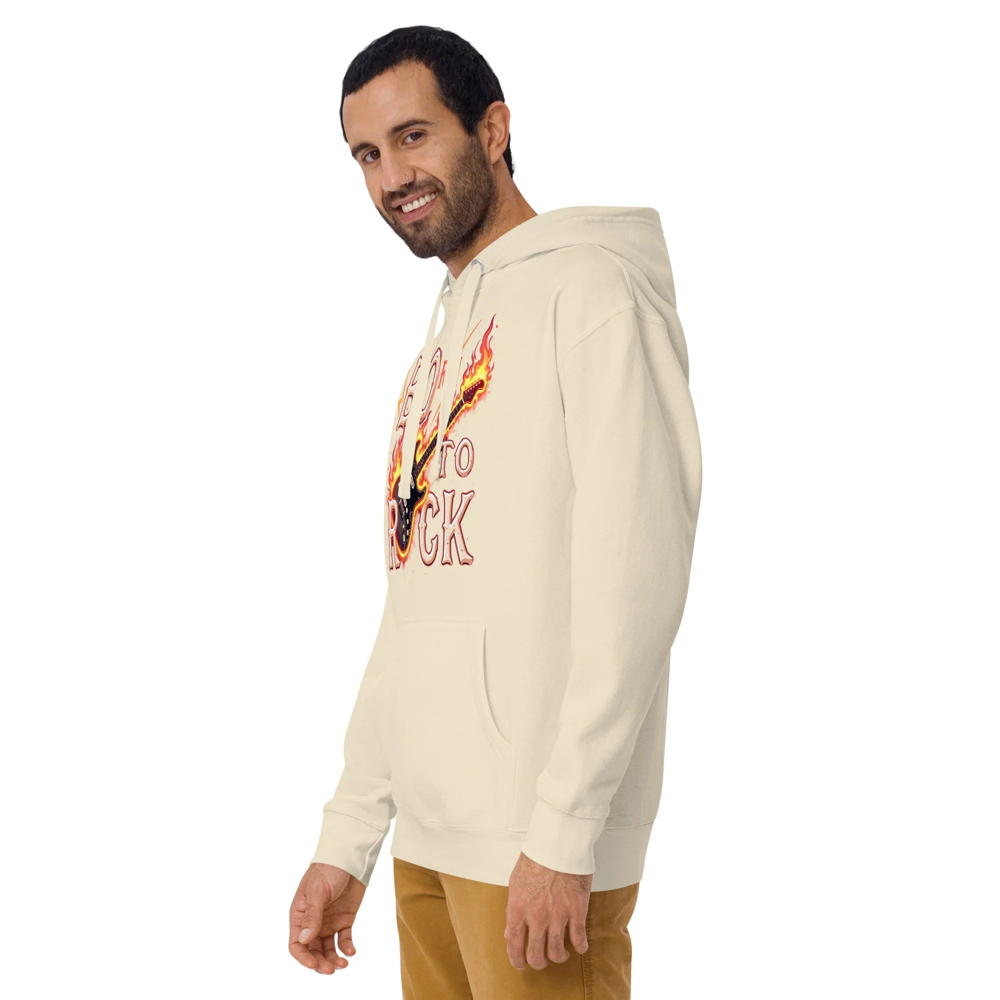 Born to Rock Flame Hoodie – Blazing Guitar Graphic Vibes - RaZits