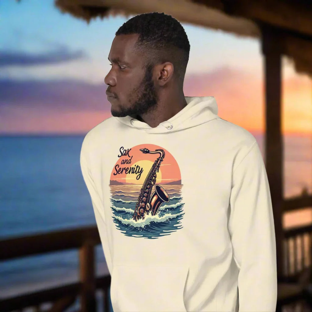 Sax and Serenity Hoodie – Sunset Jazz Vibes for Peaceful Souls - RaZits