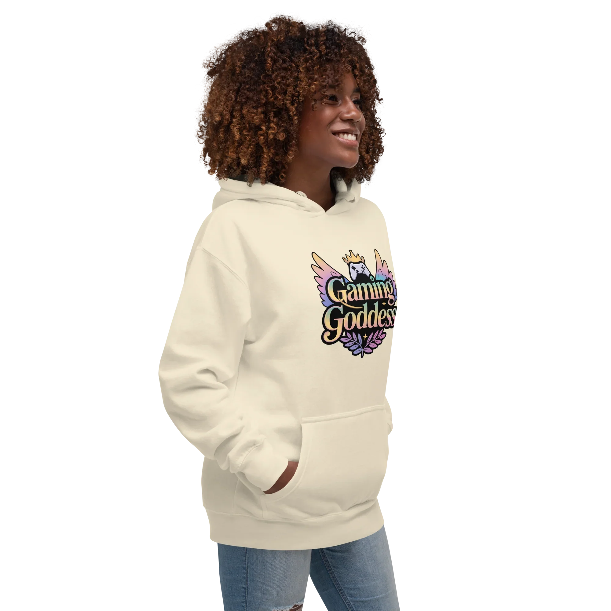Gaming Goddess Hoodie – Pastel Wings & Crown Design for Women - RaZits