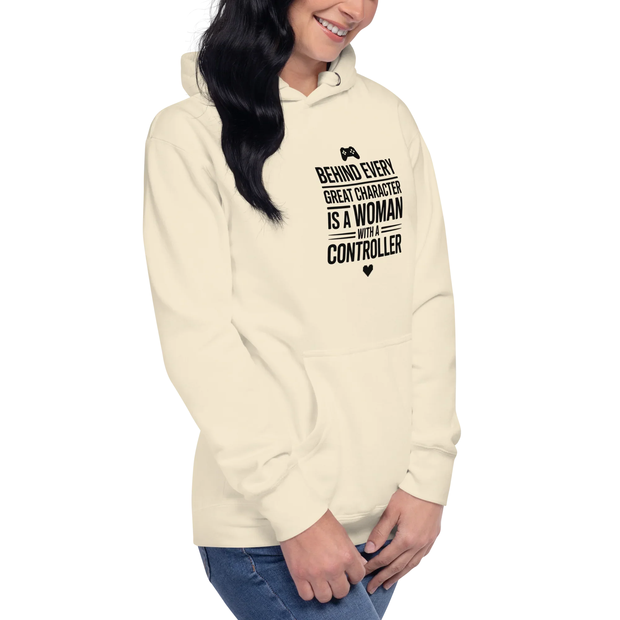 Behind Every Great Character Hoodie – Gamer Girl Controller Quote - RaZits