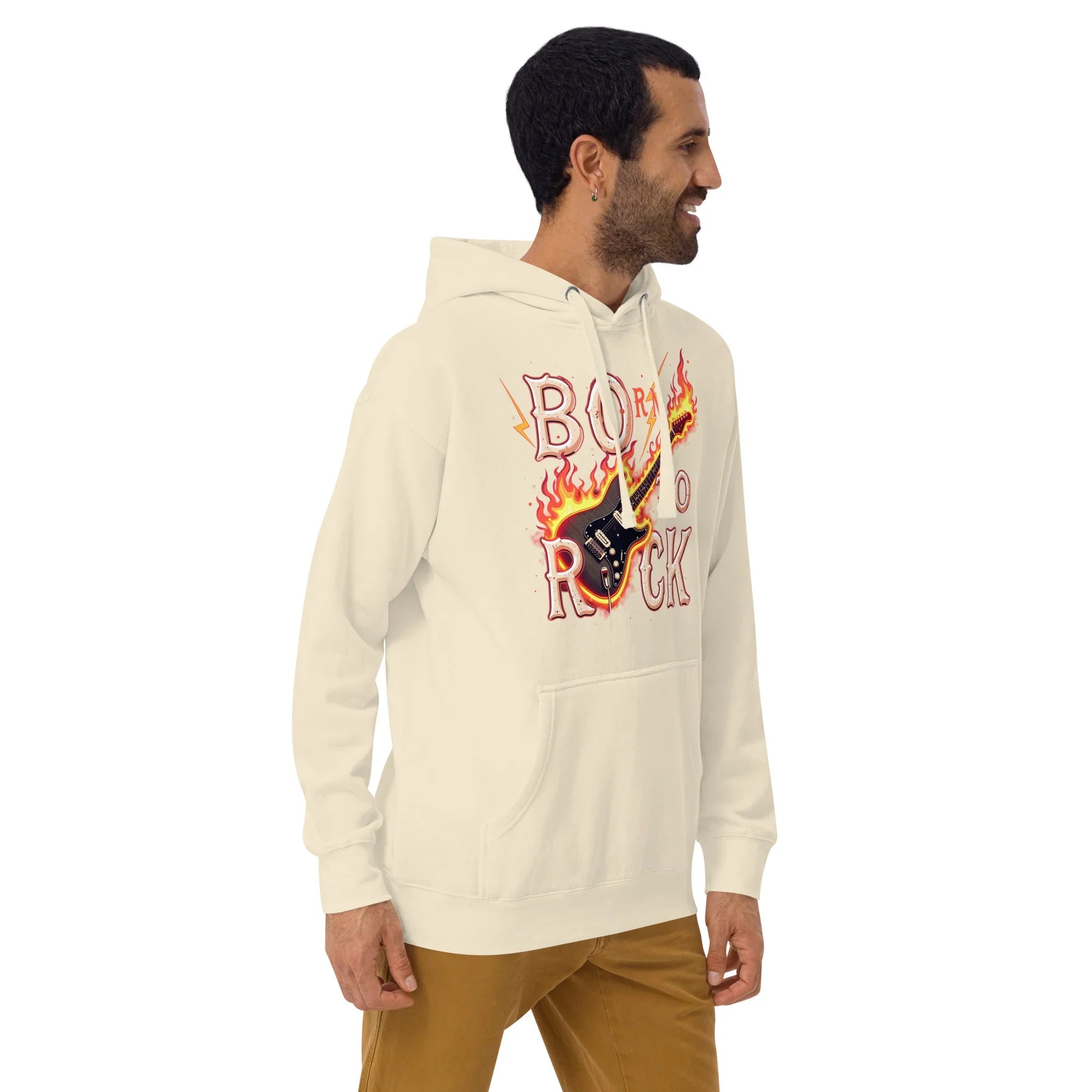 Born to Rock Flame Hoodie – Blazing Guitar Graphic Vibes - RaZits