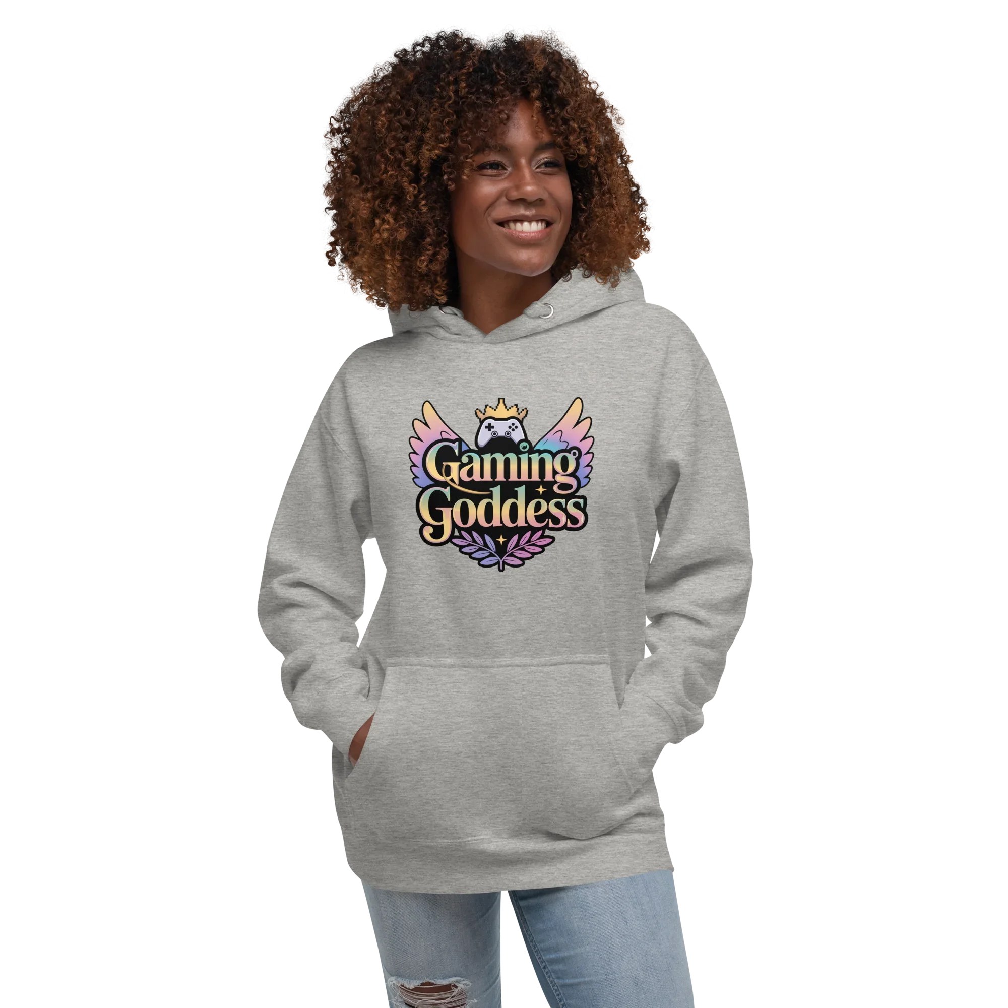 Gaming Goddess Hoodie – Pastel Wings & Crown Design for Women - RaZits