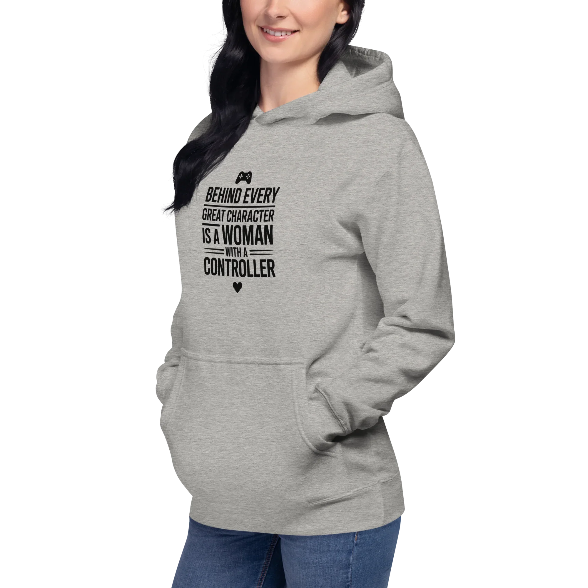 Behind Every Great Character Hoodie – Gamer Girl Controller Quote - RaZits