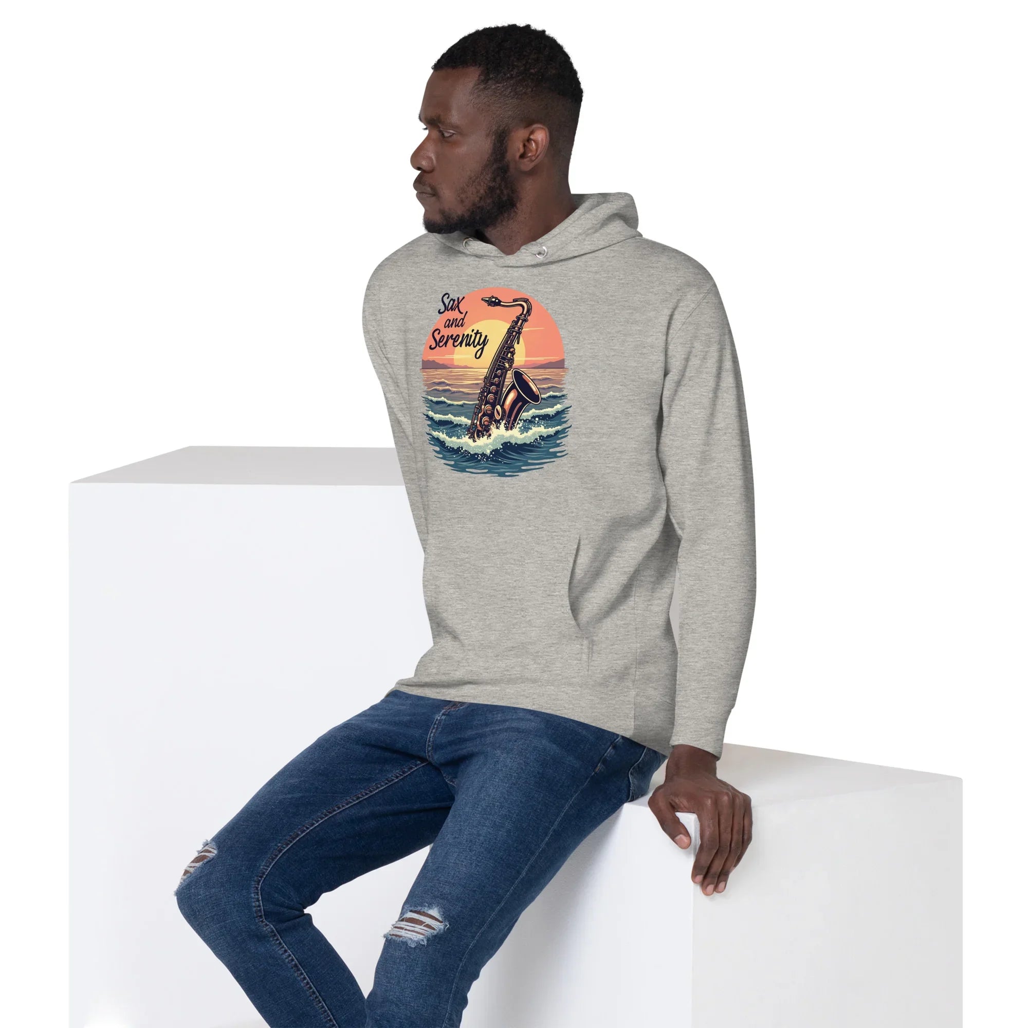 Sax and Serenity Hoodie – Sunset Jazz Vibes for Peaceful Souls - RaZits