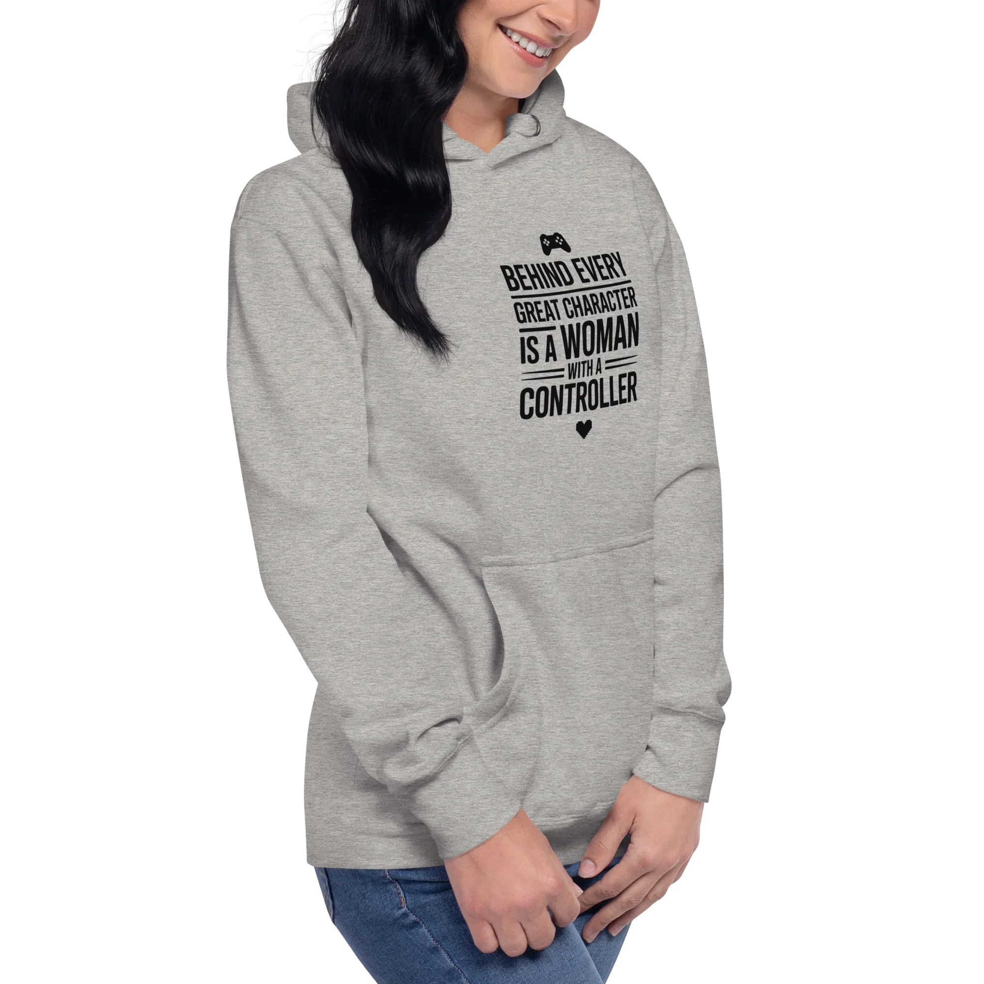 Behind Every Great Character Hoodie – Gamer Girl Controller Quote - RaZits