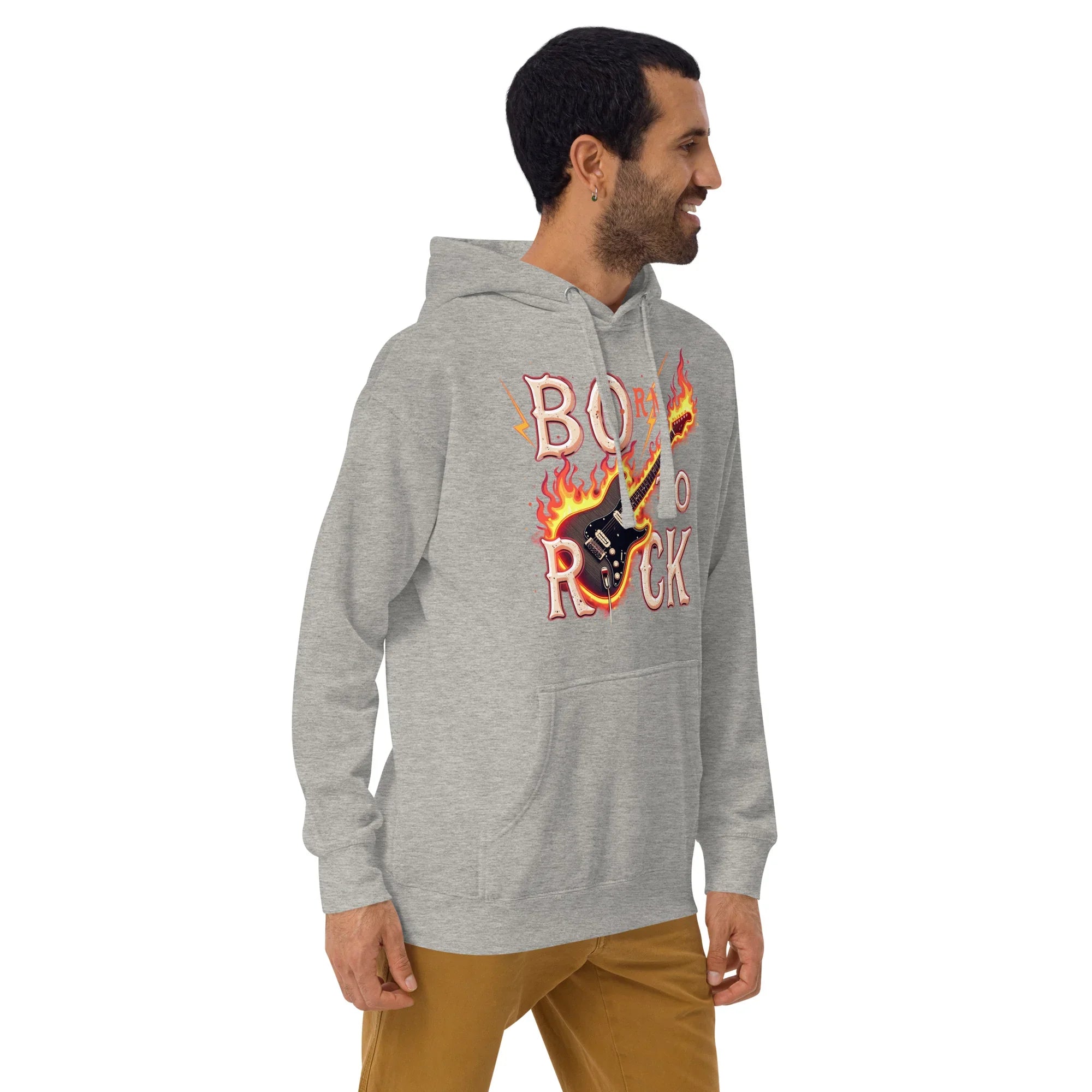 Born to Rock Flame Hoodie – Blazing Guitar Graphic Vibes - RaZits