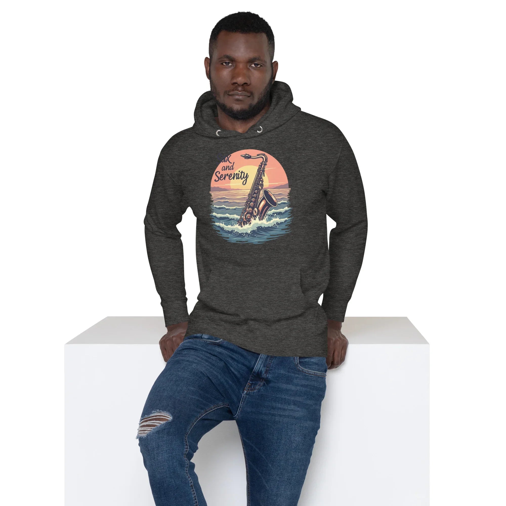 Sax and Serenity Hoodie – Sunset Jazz Vibes for Peaceful Souls - RaZits