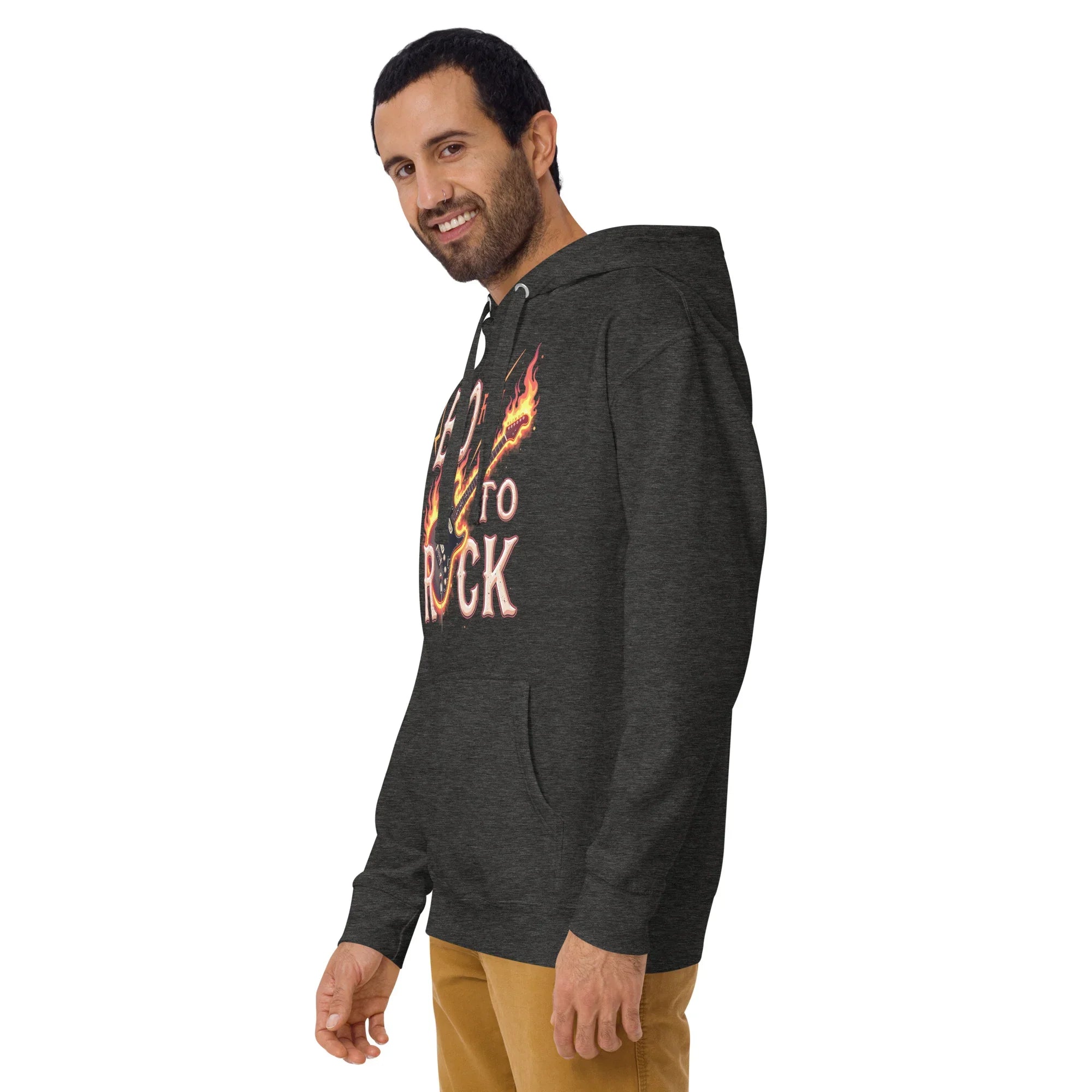 Born to Rock Flame Hoodie – Blazing Guitar Graphic Vibes - RaZits