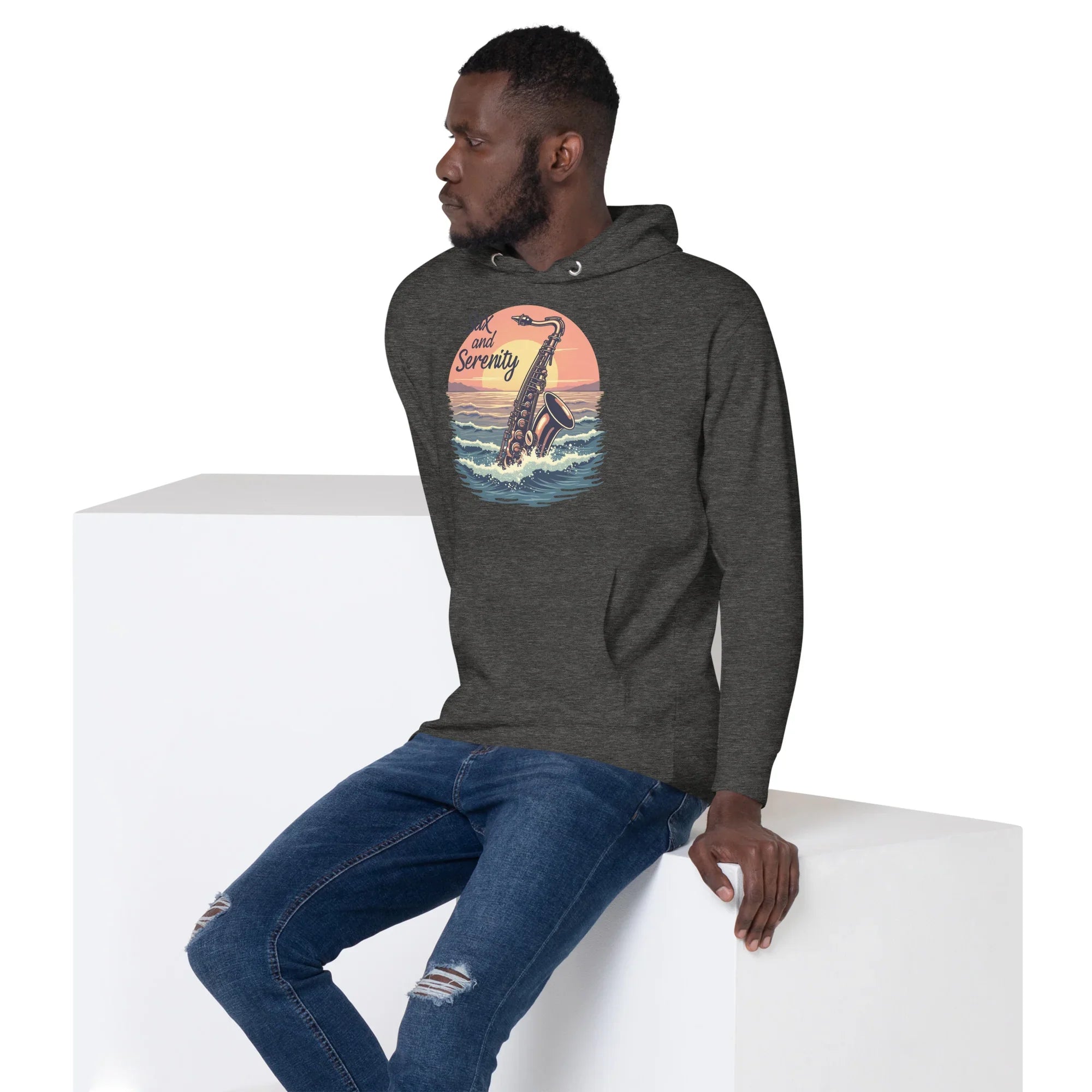Sax and Serenity Hoodie – Sunset Jazz Vibes for Peaceful Souls - RaZits