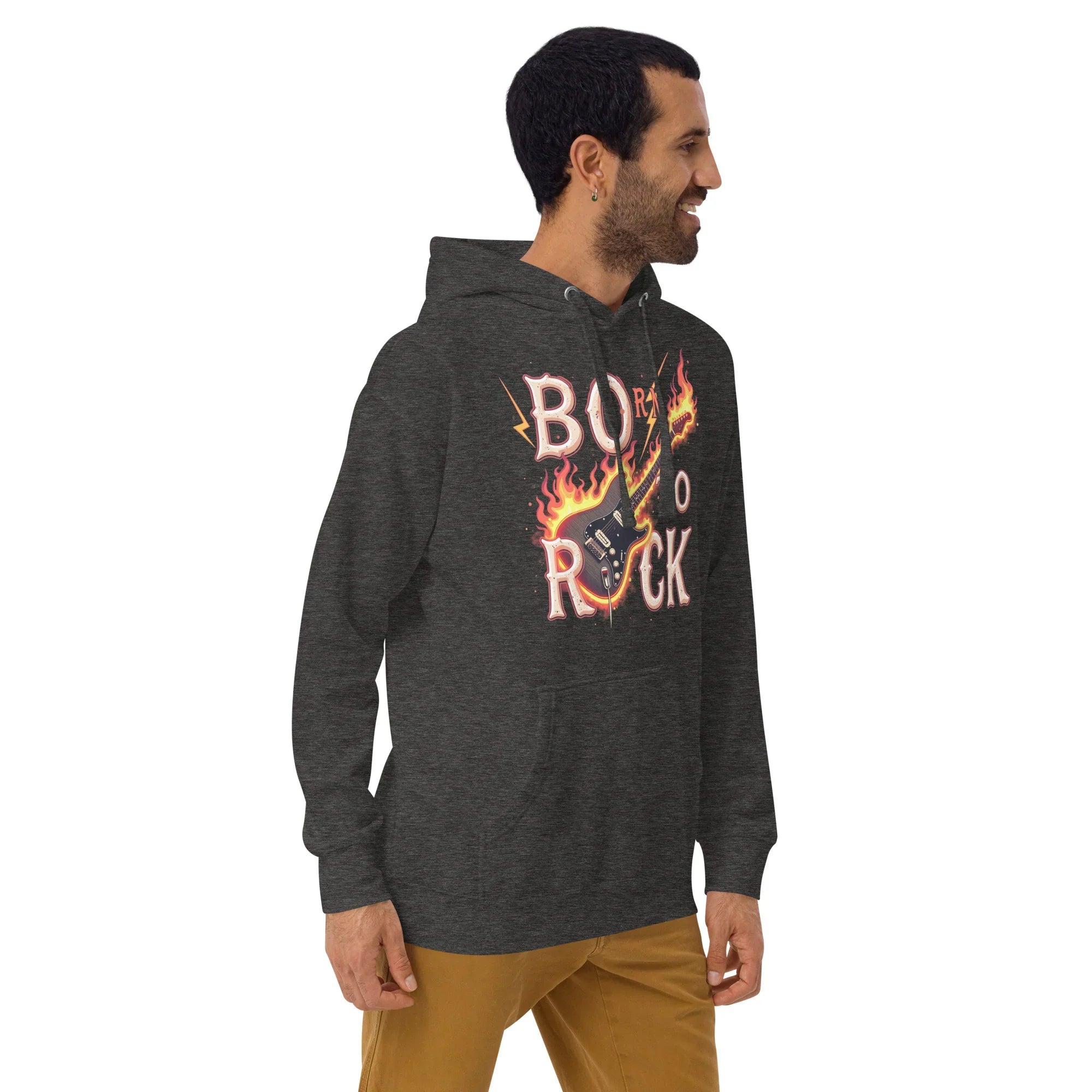 Born to Rock Flame Hoodie – Blazing Guitar Graphic Vibes - RaZits