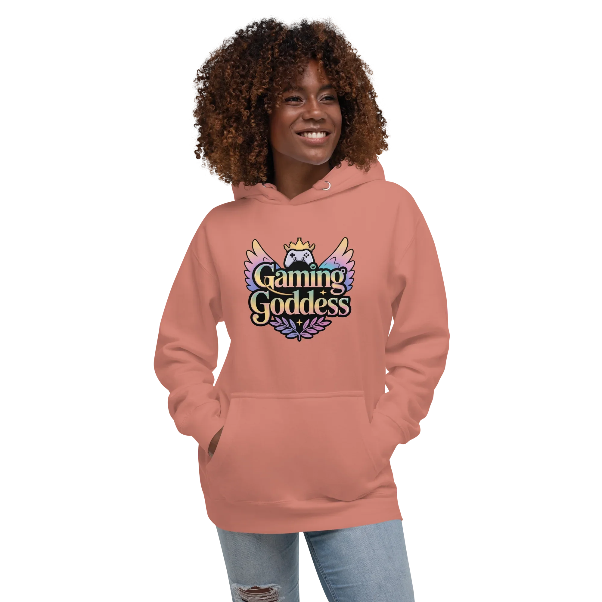 Gaming Goddess Hoodie – Pastel Wings & Crown Design for Women - RaZits