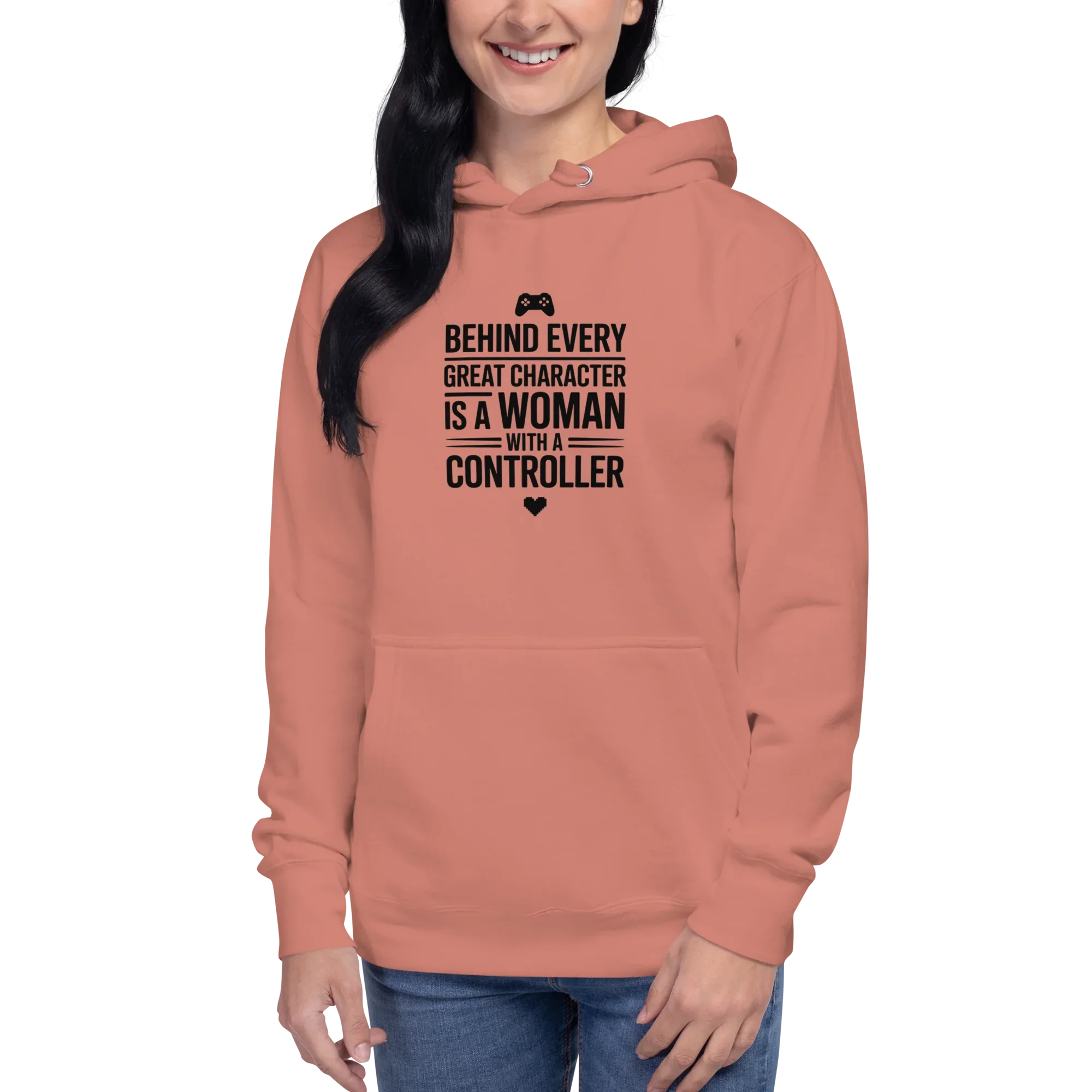 Behind Every Great Character Hoodie – Gamer Girl Controller Quote - RaZits