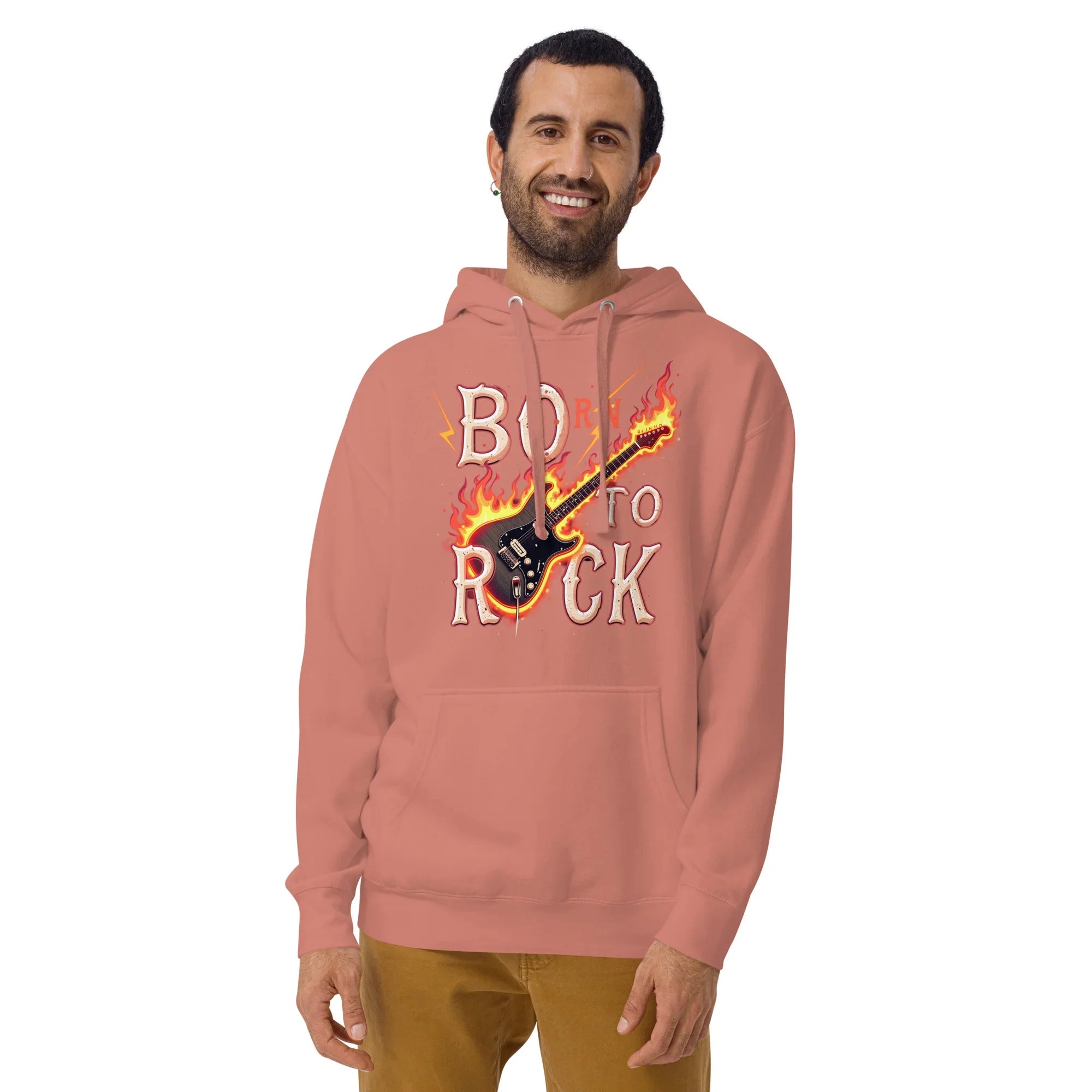 Born to Rock Flame Hoodie – Blazing Guitar Graphic Vibes - RaZits