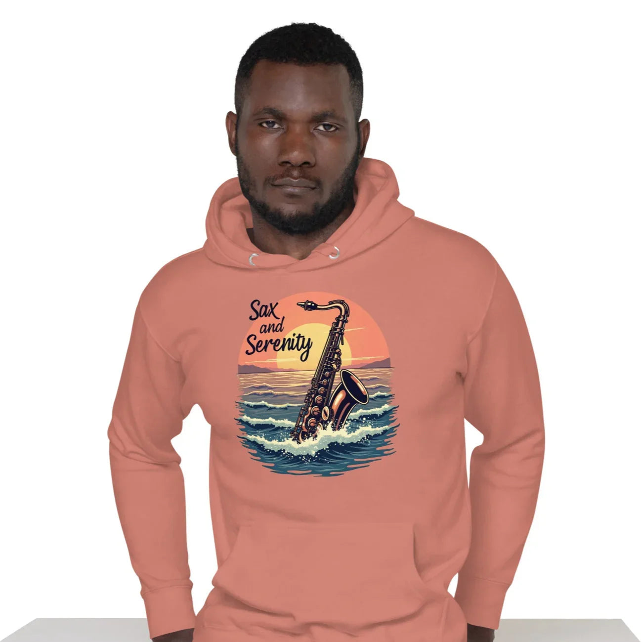 Sax and Serenity Hoodie – Sunset Jazz Vibes for Peaceful Souls - RaZits