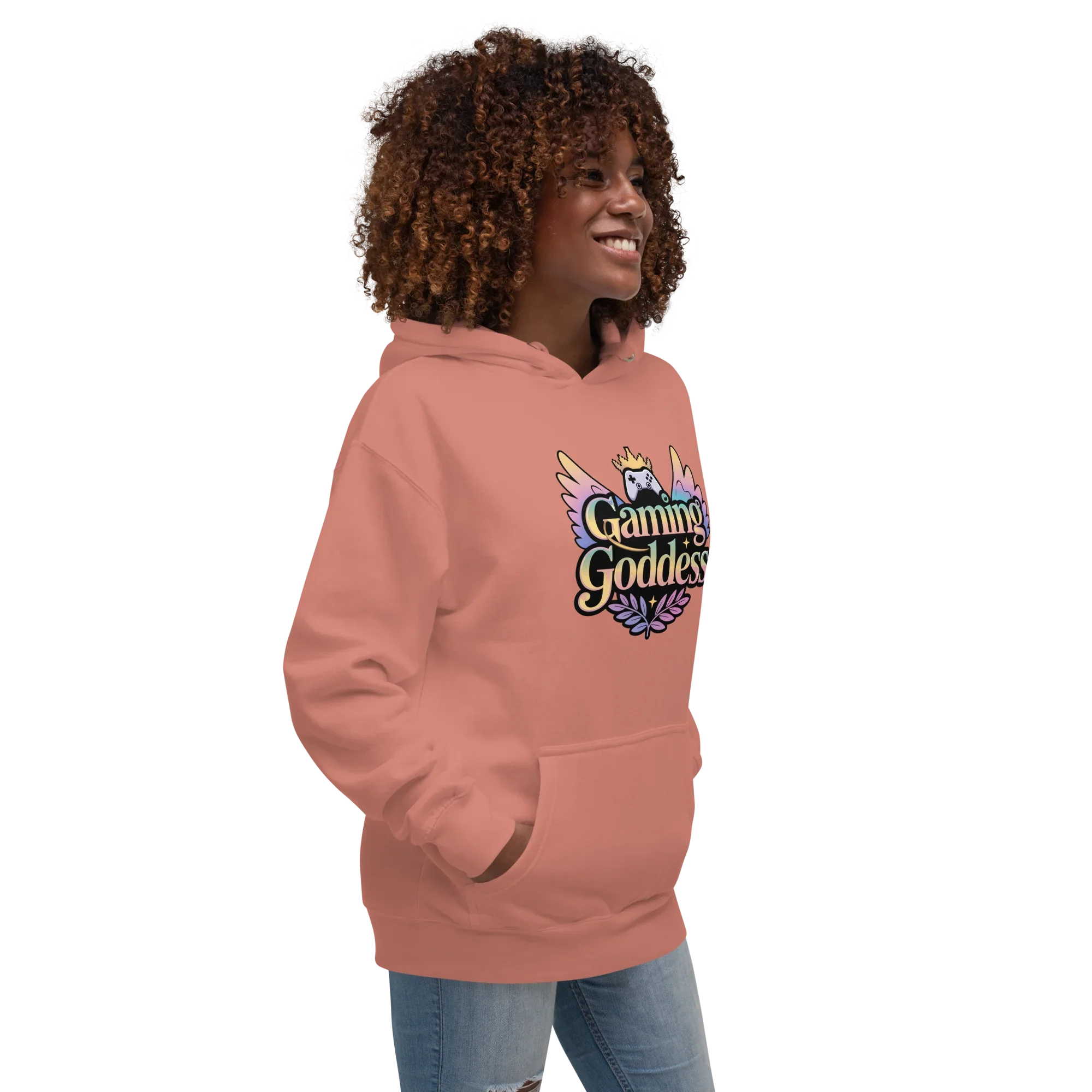 Gaming Goddess Hoodie – Pastel Wings & Crown Design for Women - RaZits