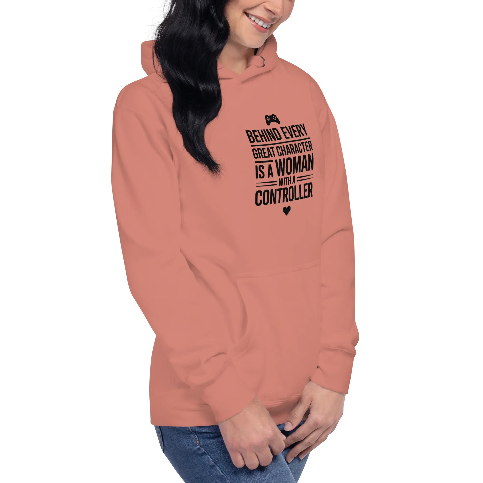 Behind Every Great Character Hoodie – Gamer Girl Controller Quote - RaZits