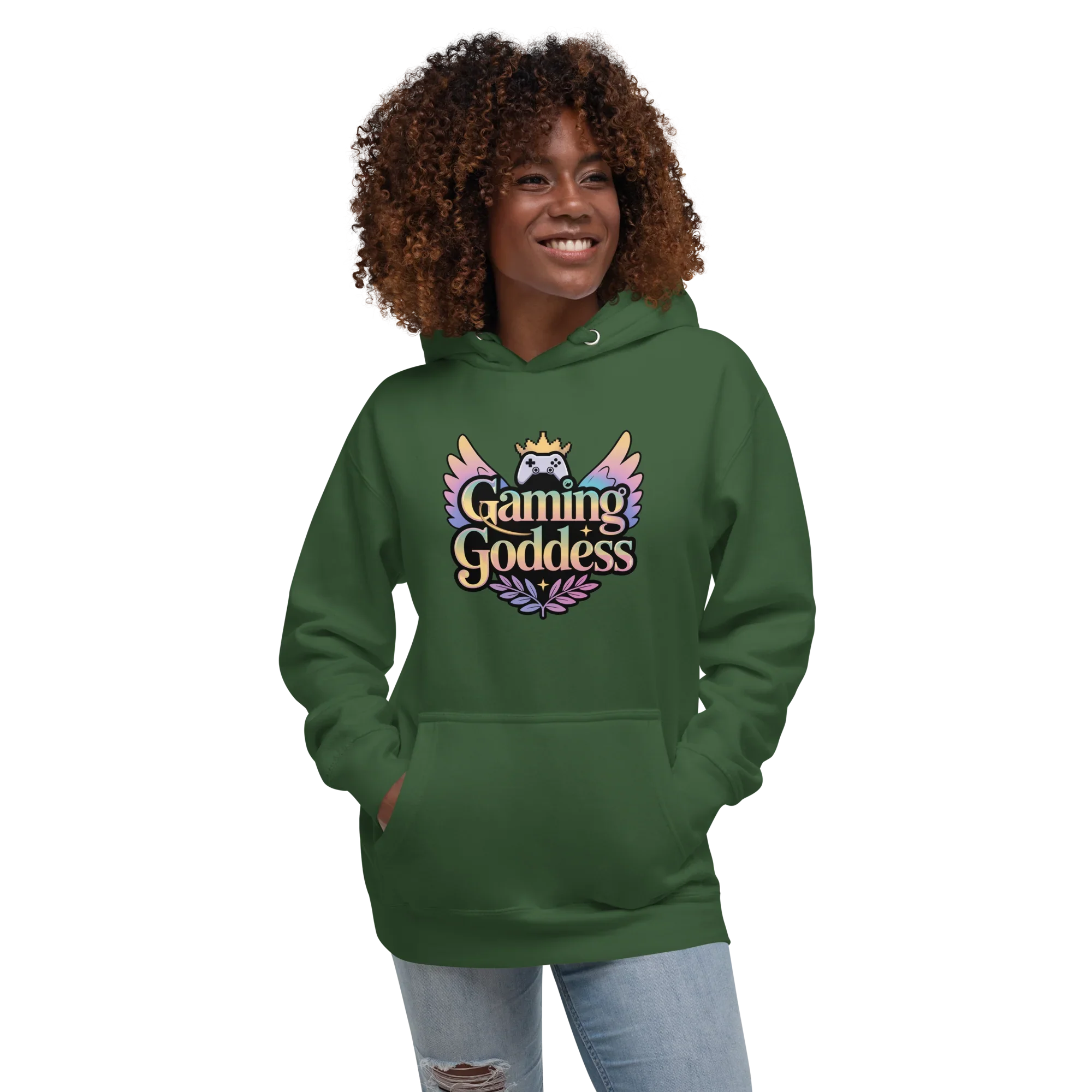Gaming Goddess Hoodie – Pastel Wings & Crown Design for Women - RaZits