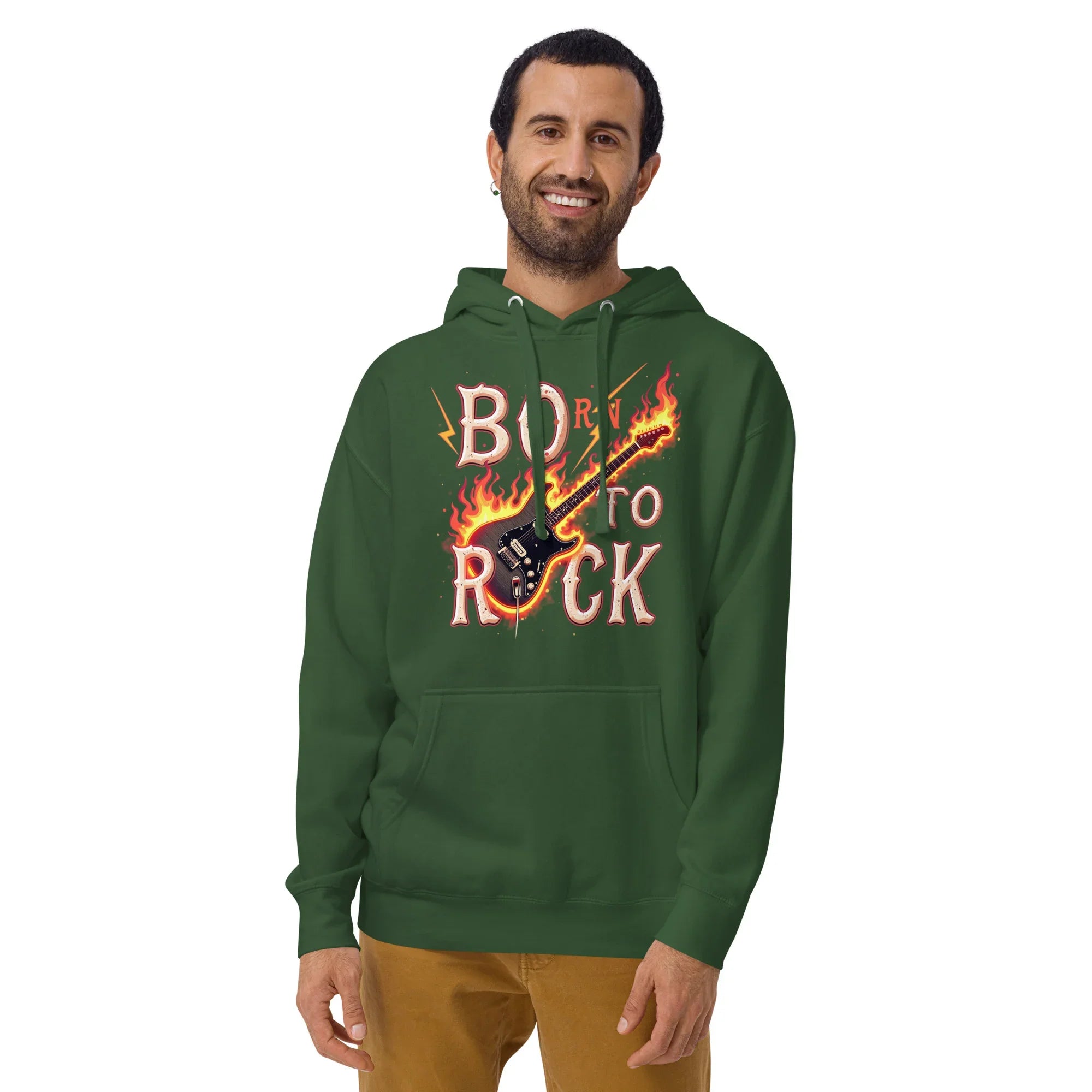 Born to Rock Flame Hoodie – Blazing Guitar Graphic Vibes - RaZits