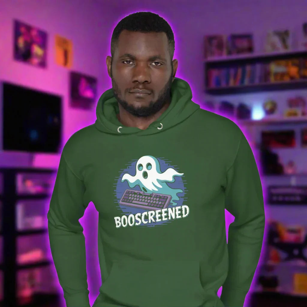 Booscreened Hoodie – Funny Gamer Ghost Keyboard Design - RaZits
