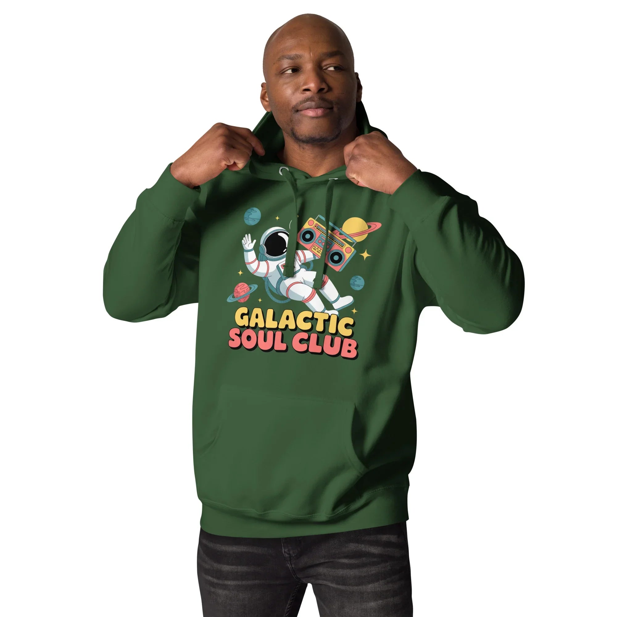 Galactic Soul Club Hoodie – Retro Astronaut Art - RaZits