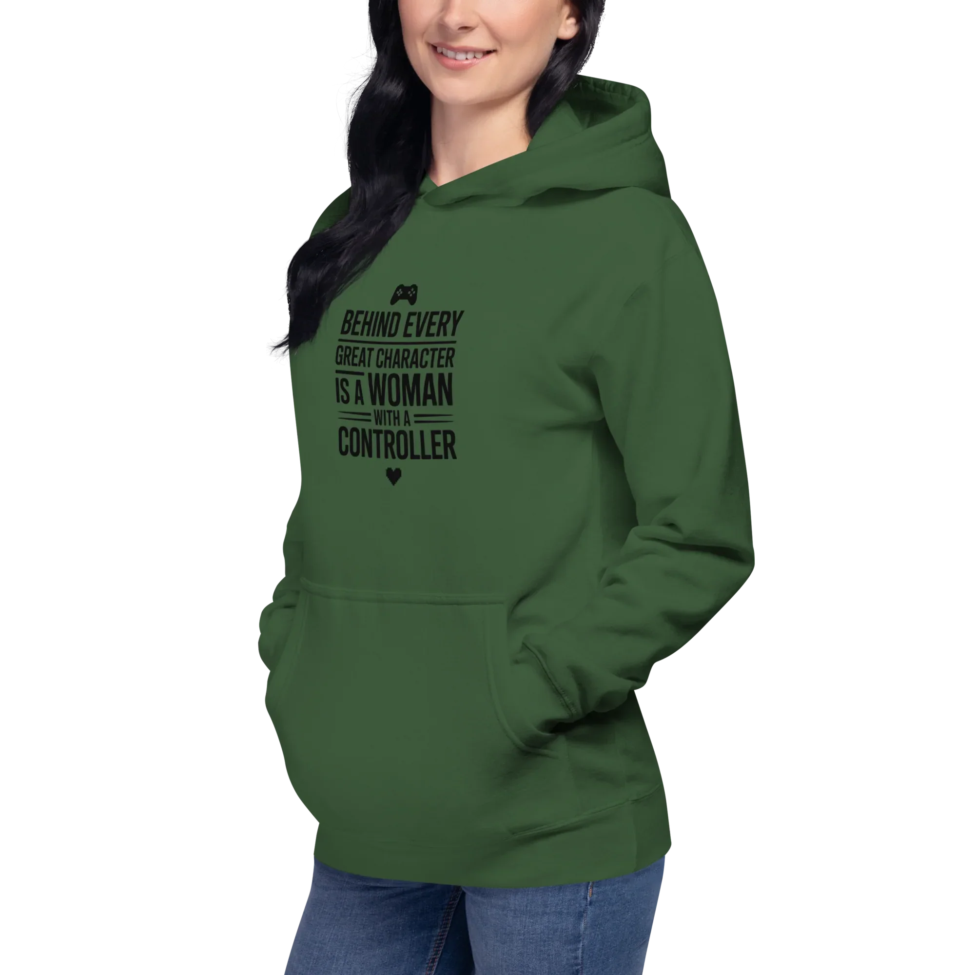 Behind Every Great Character Hoodie – Gamer Girl Controller Quote - RaZits