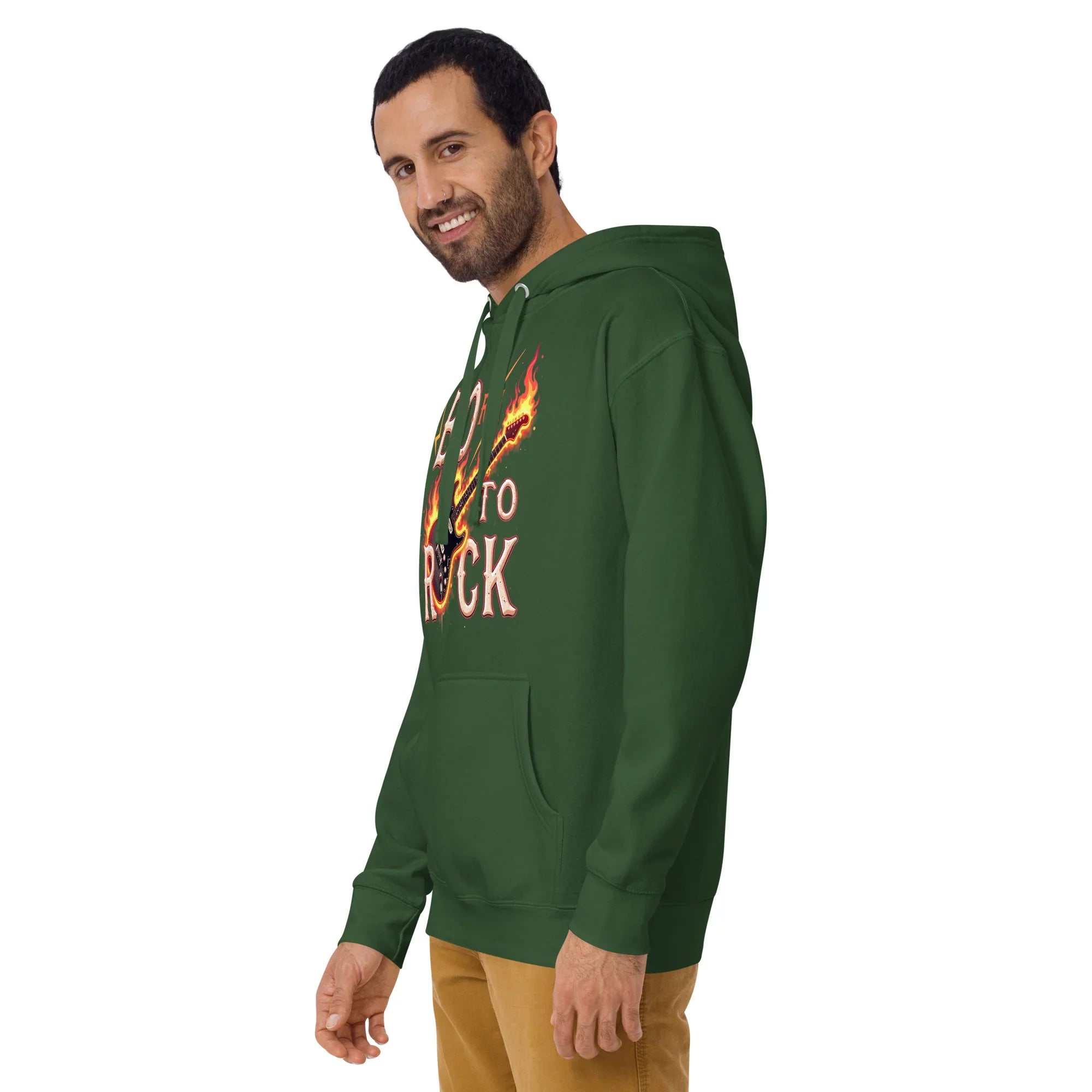 Born to Rock Flame Hoodie – Blazing Guitar Graphic Vibes - RaZits